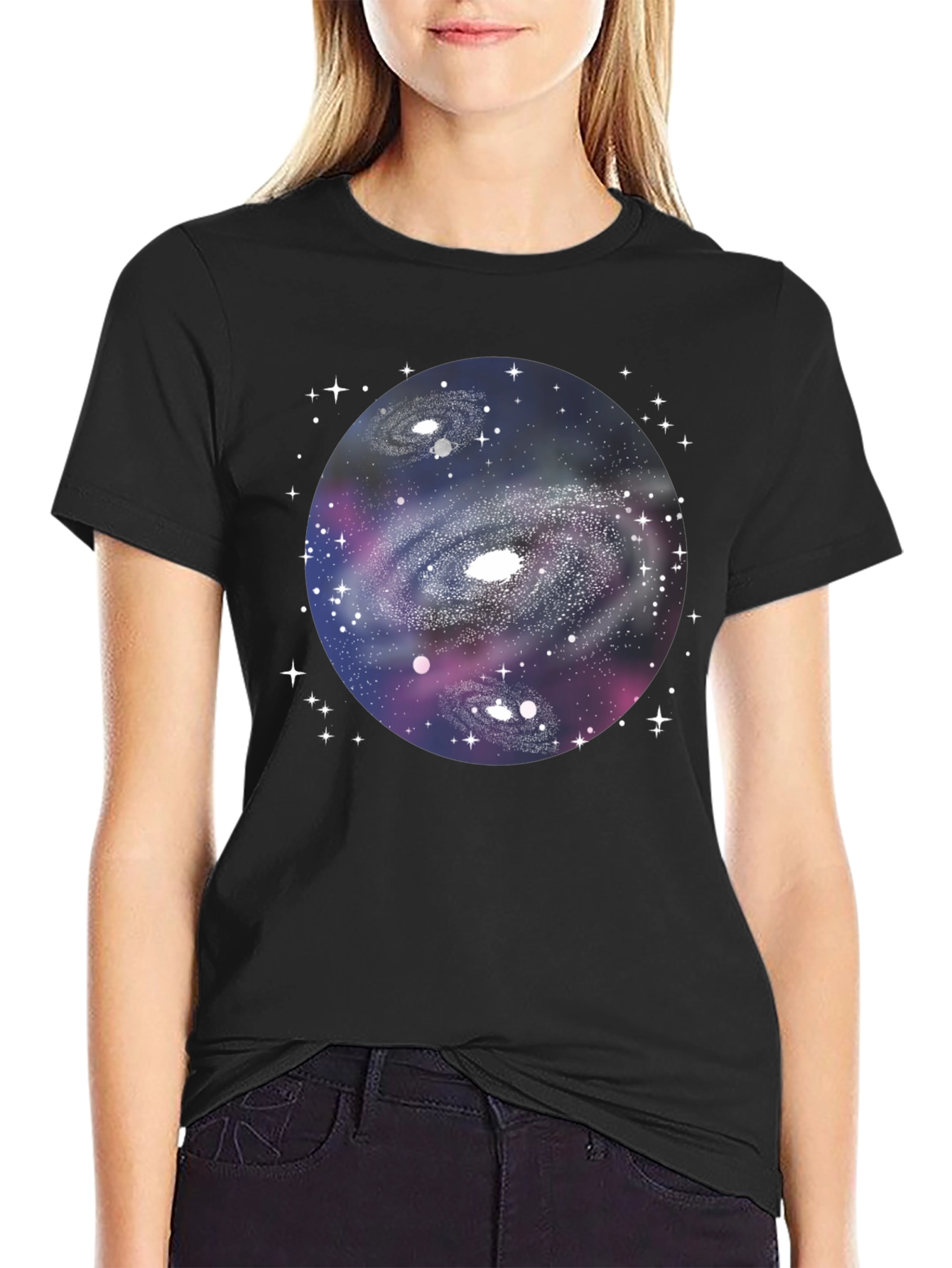 Black Galaxy Graphic Black T-Shirt view 2