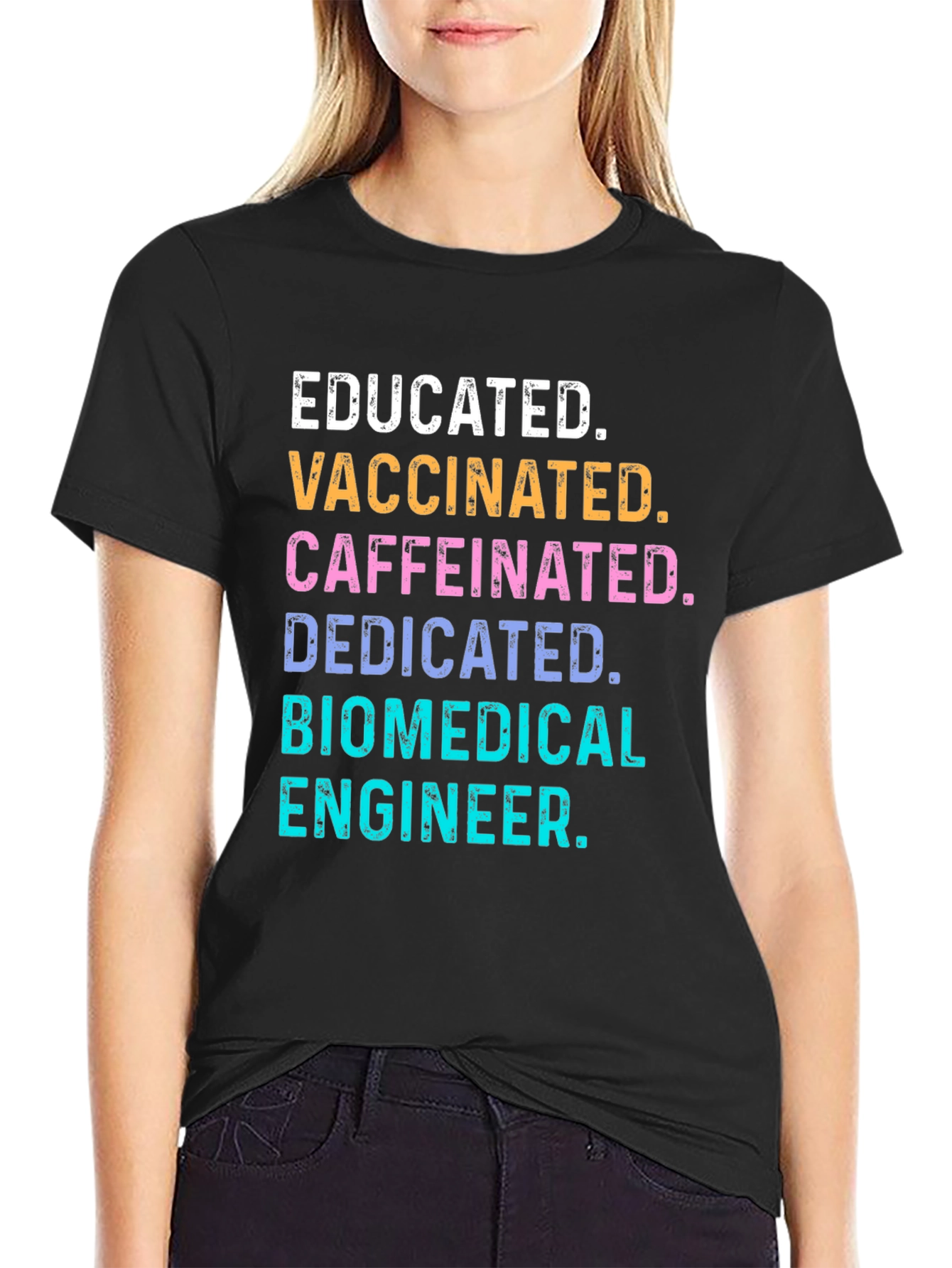 Black Educated Vaccinated Biomedical Engineer T-Shirt view 2
