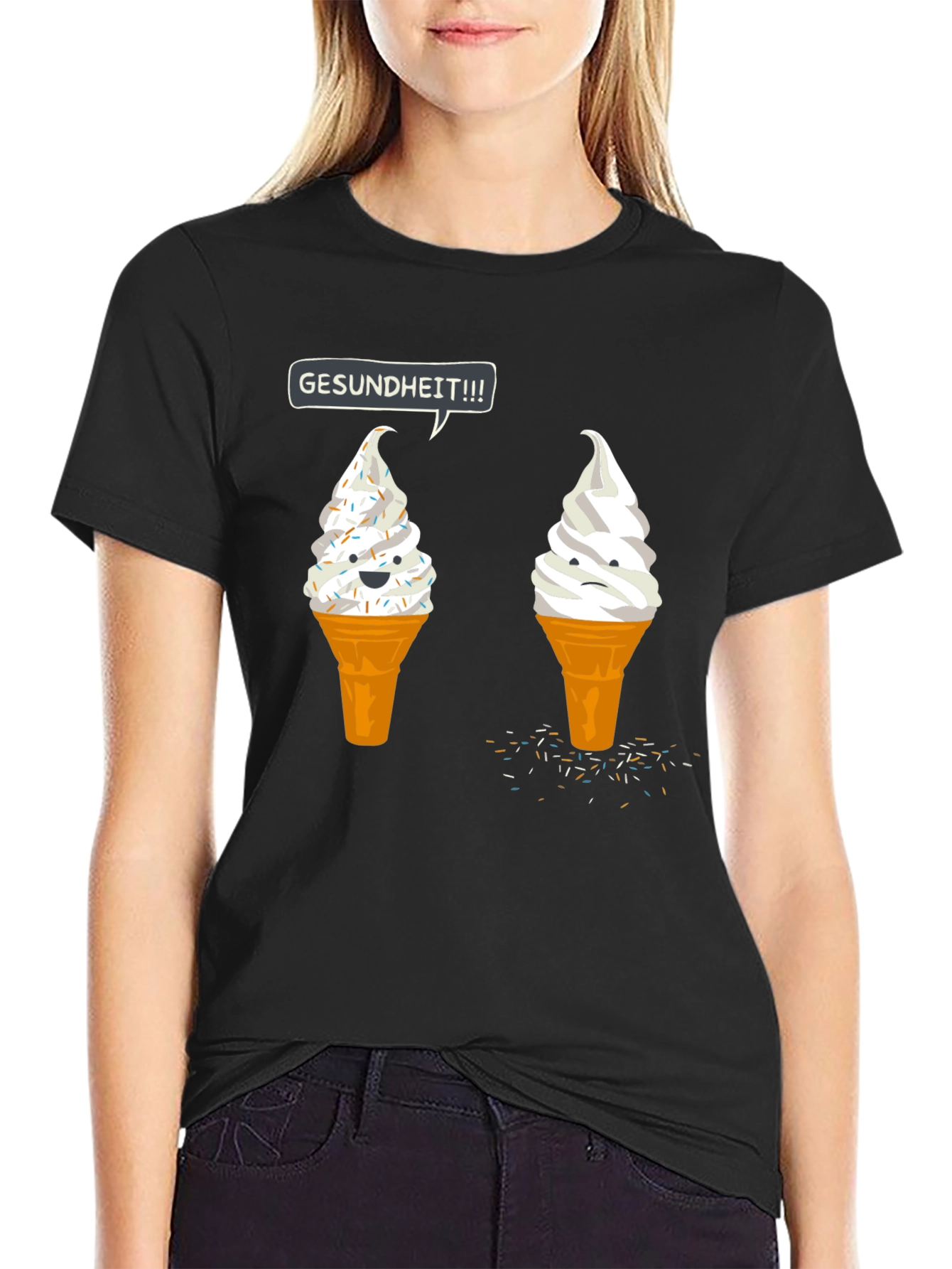 Black Gesundheit Ice Cream Humor Tee view 2