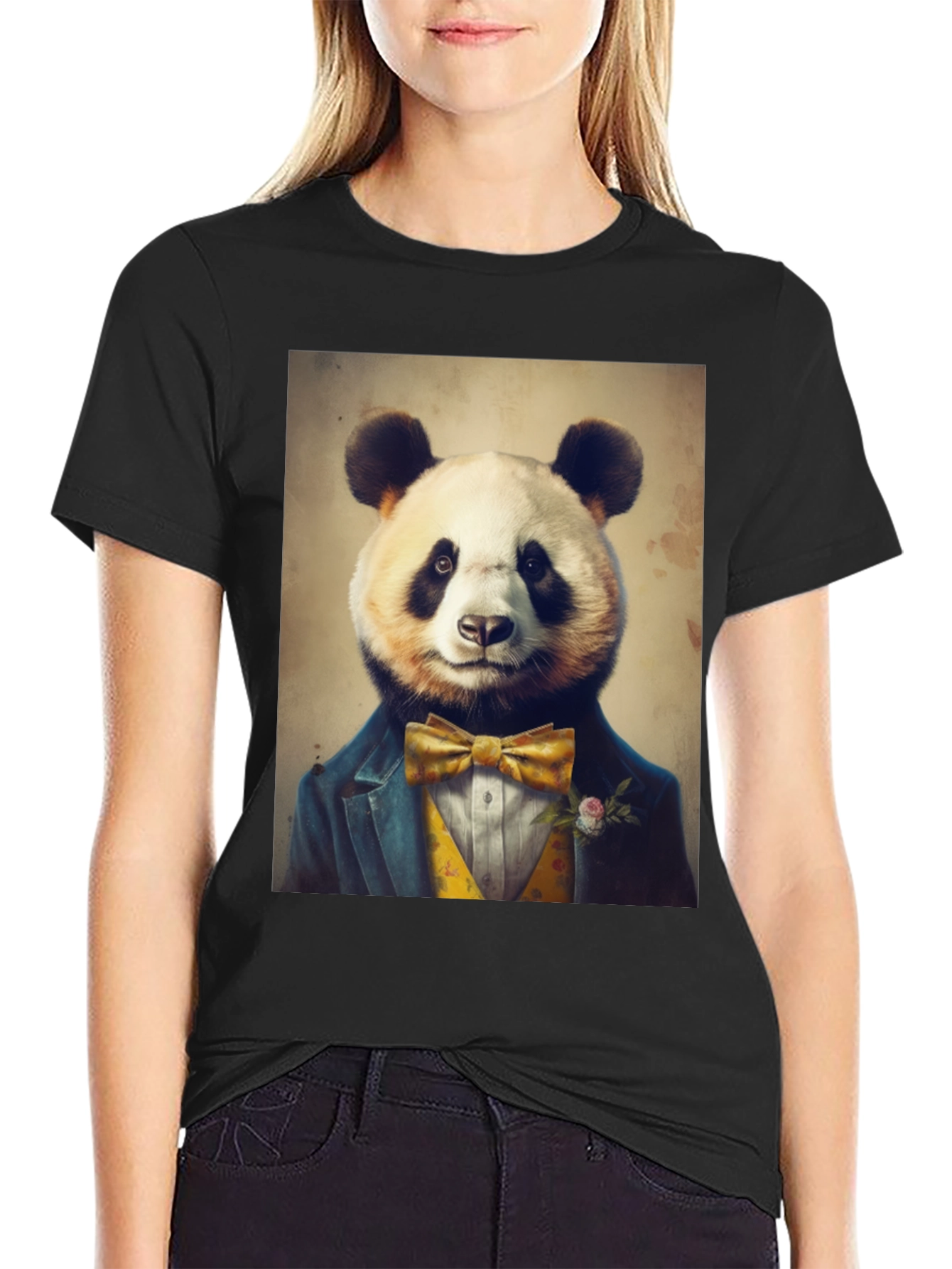 Black Panda Gentleman T-Shirt view 2