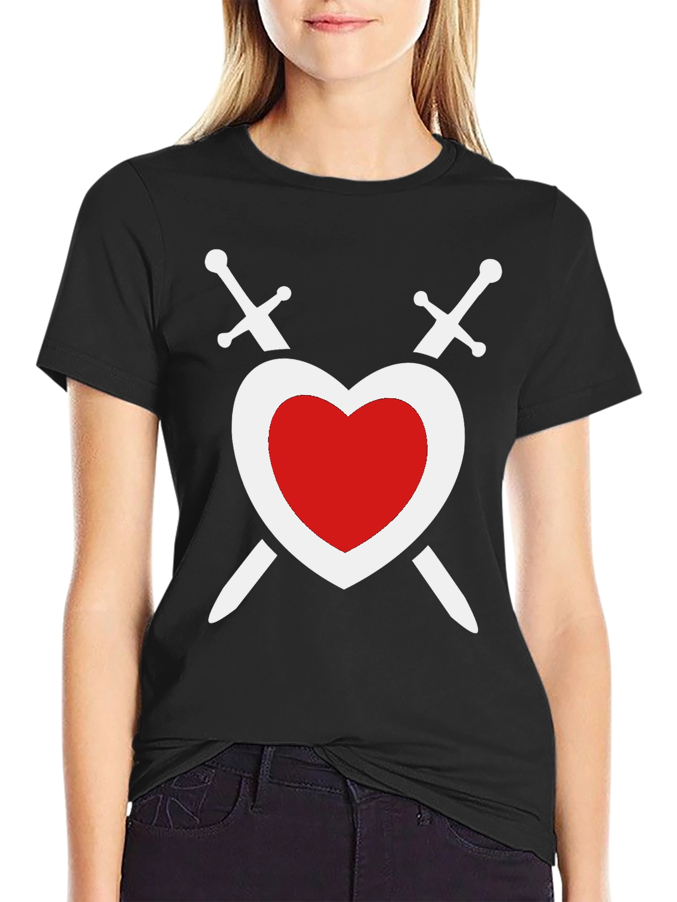 Black Heart & Swords Graphic Tee - Black T-Shirt view 2