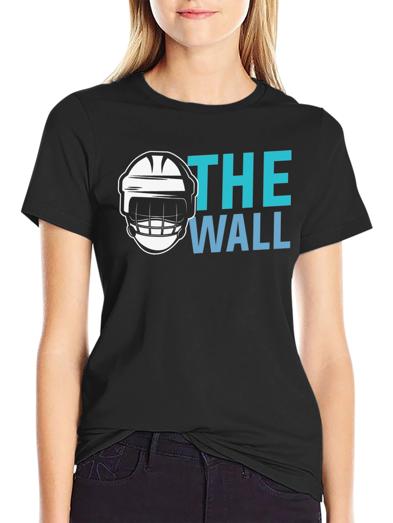 Black The Wall Hockey Goalie T-Shirt - Black Cotton Tee view 2