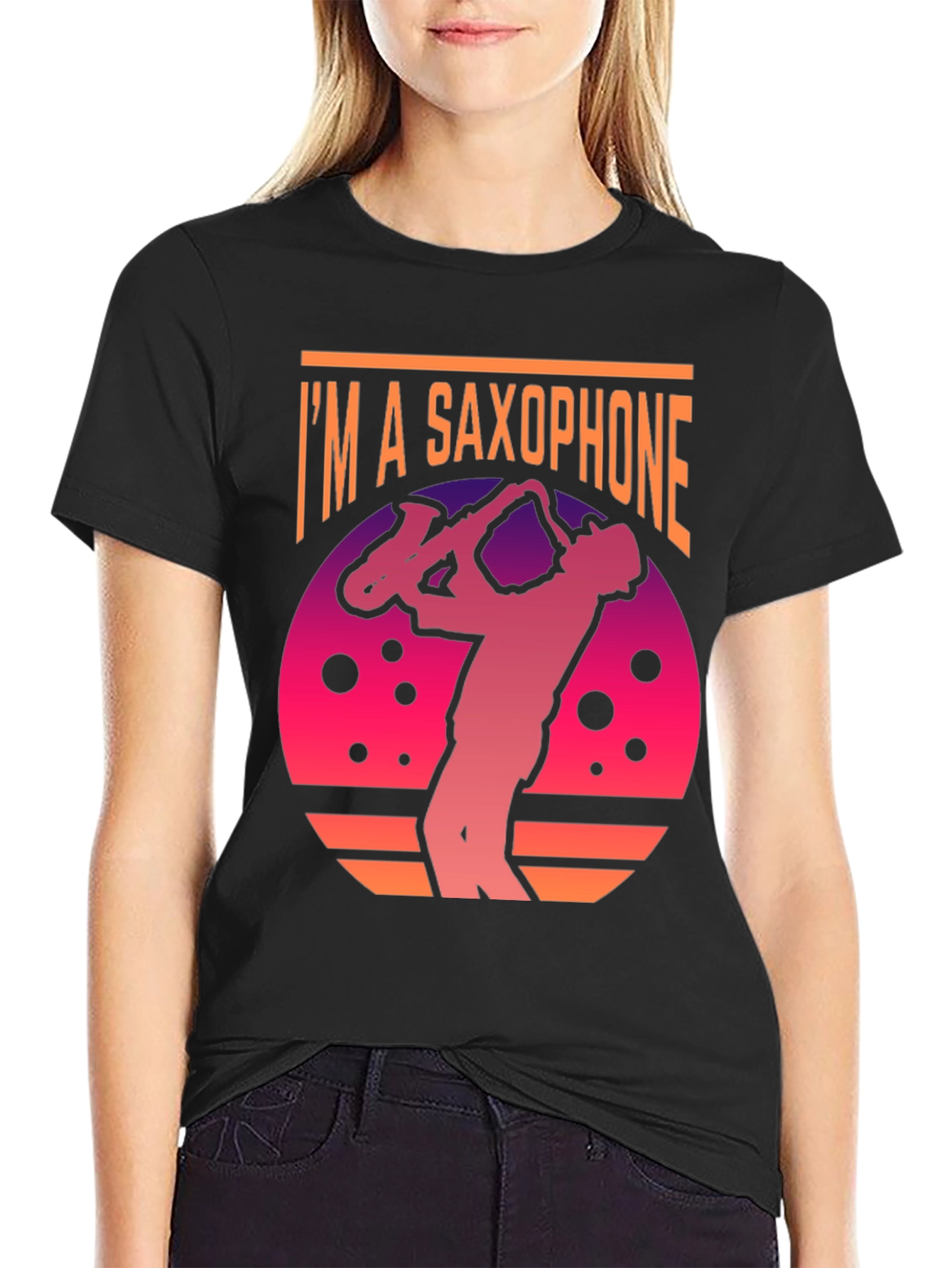Black I'm A Saxophone T-Shirt - Music Lover Tee view 2