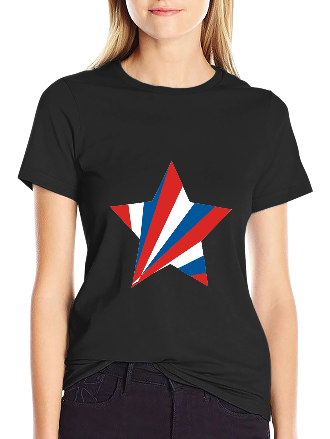 Black Patriotic Star Graphic Tee - Black view 2