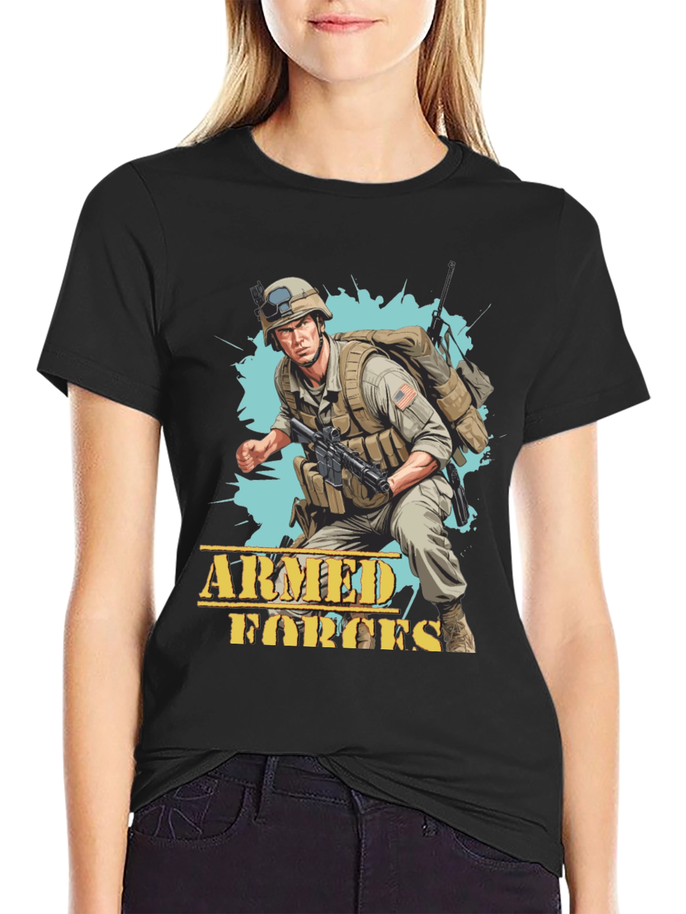 Black Armed Forces Graphic Tee view 2