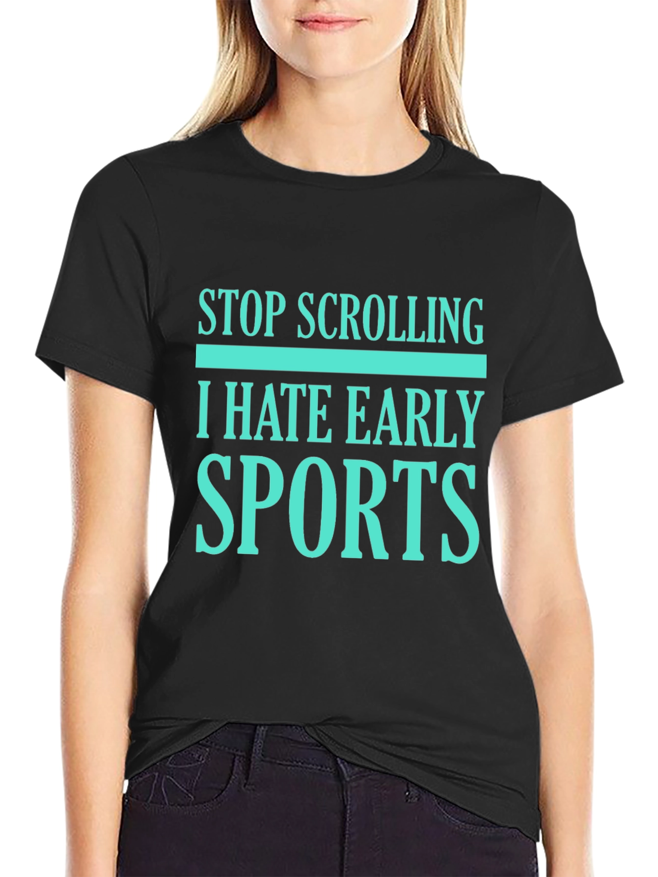 Black Stop Scrolling I Hate Early Sports Graphic Tee view 2