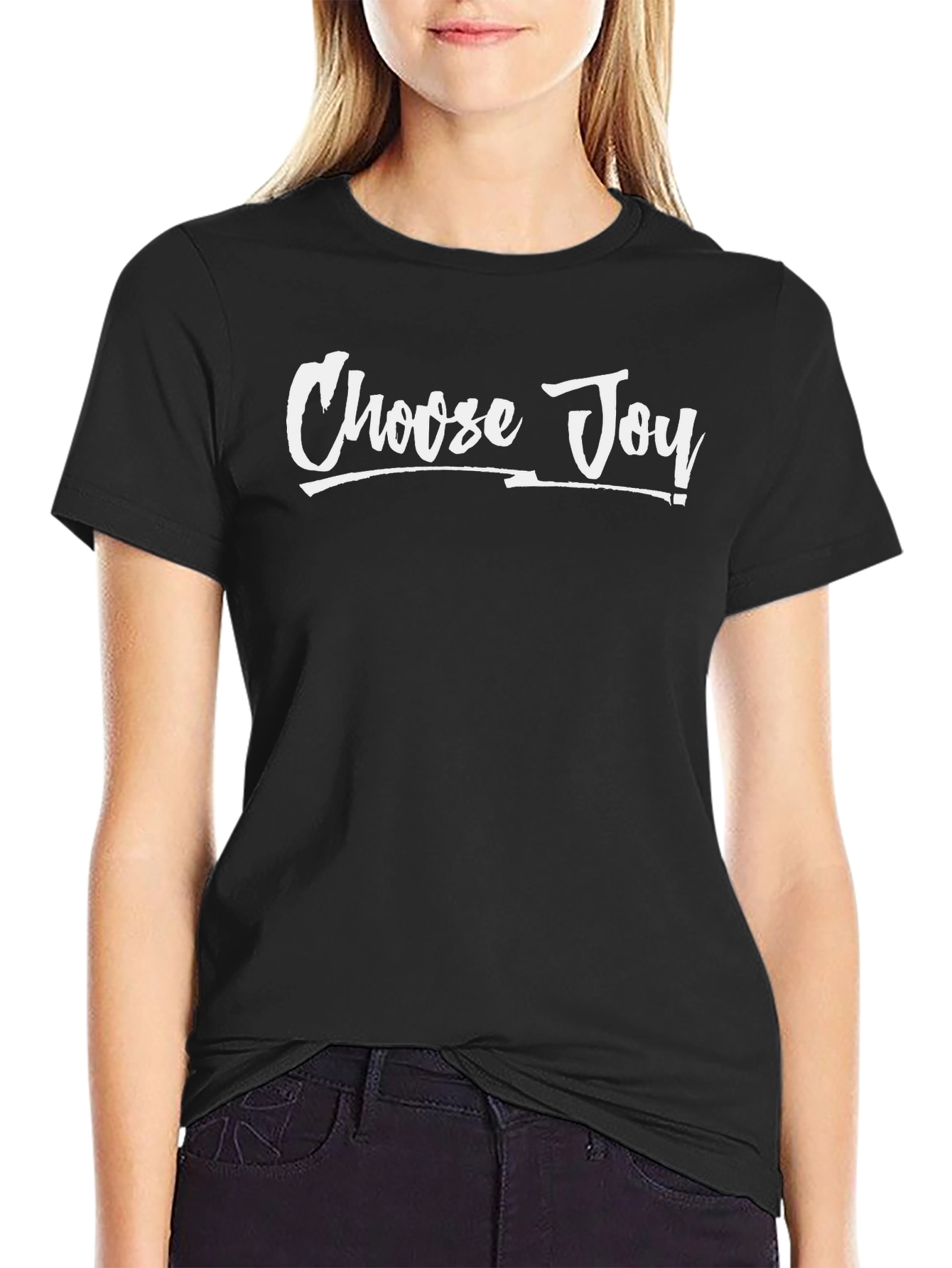 Black Choose Joy Graphic Tee - Soft Cotton T-Shirt view 2