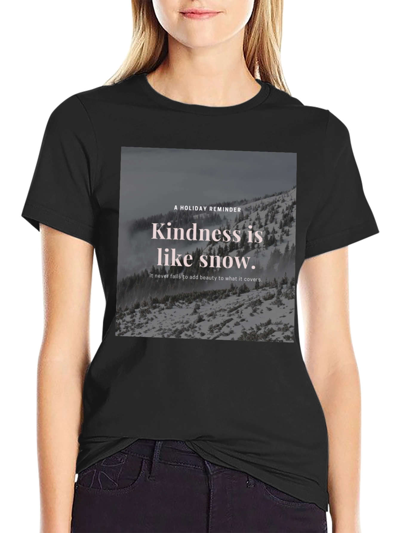 Black Kindness Snow T-Shirt view 2
