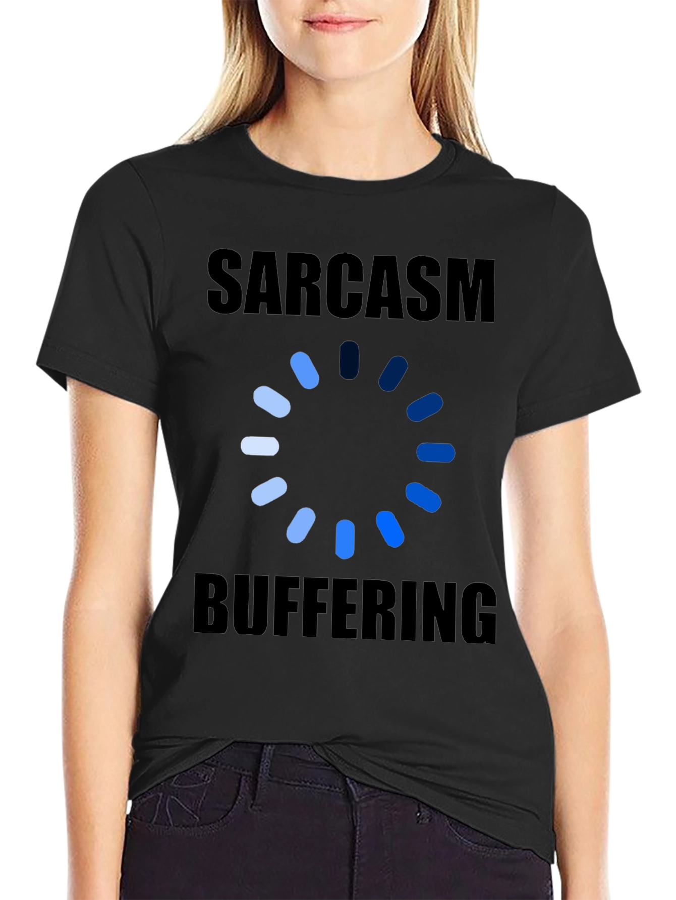 Black Sarcasm Buffering Graphic Tee - Humor T-Shirt view 2