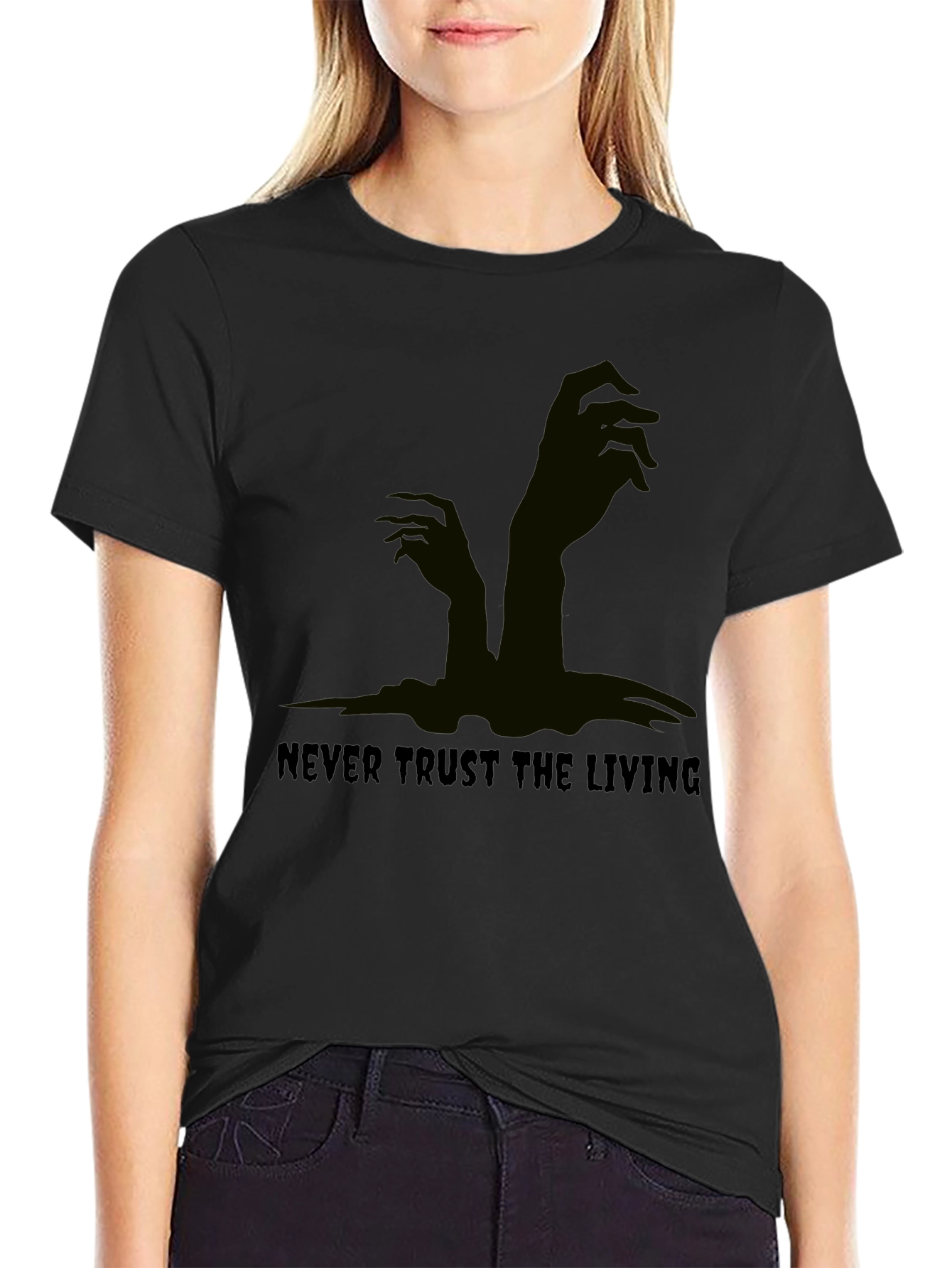 Black Never Trust the Living Black Graphic Tee view 2