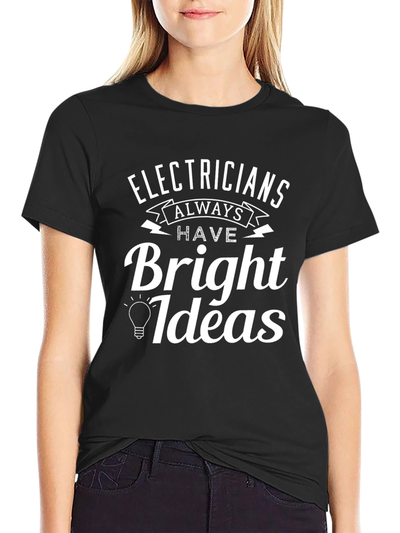 Black Electricians Bright Ideas Graphic Tee - Black view 2