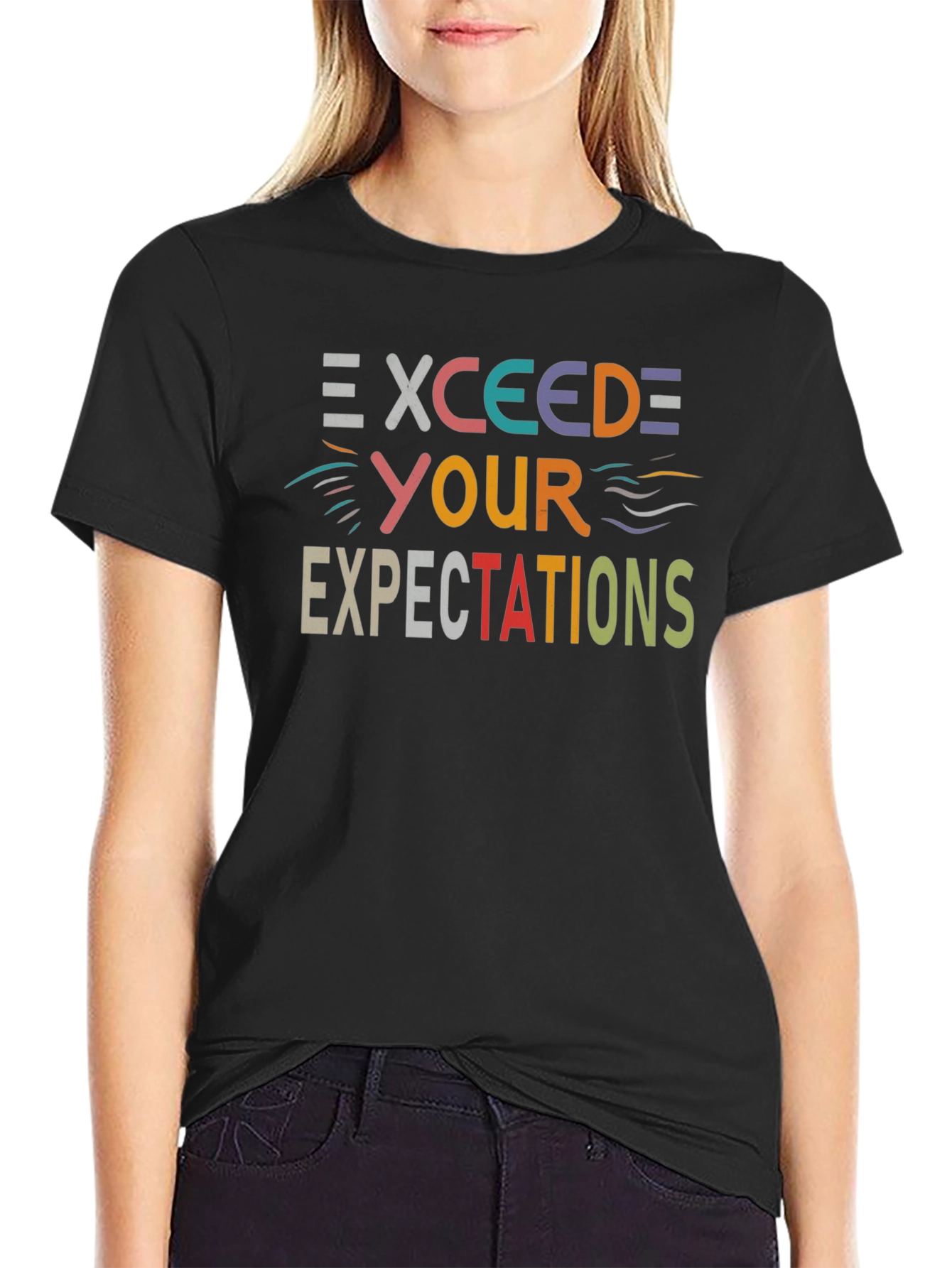 Black Exceed Expectations Graphic Tee - Casual Comfort view 2