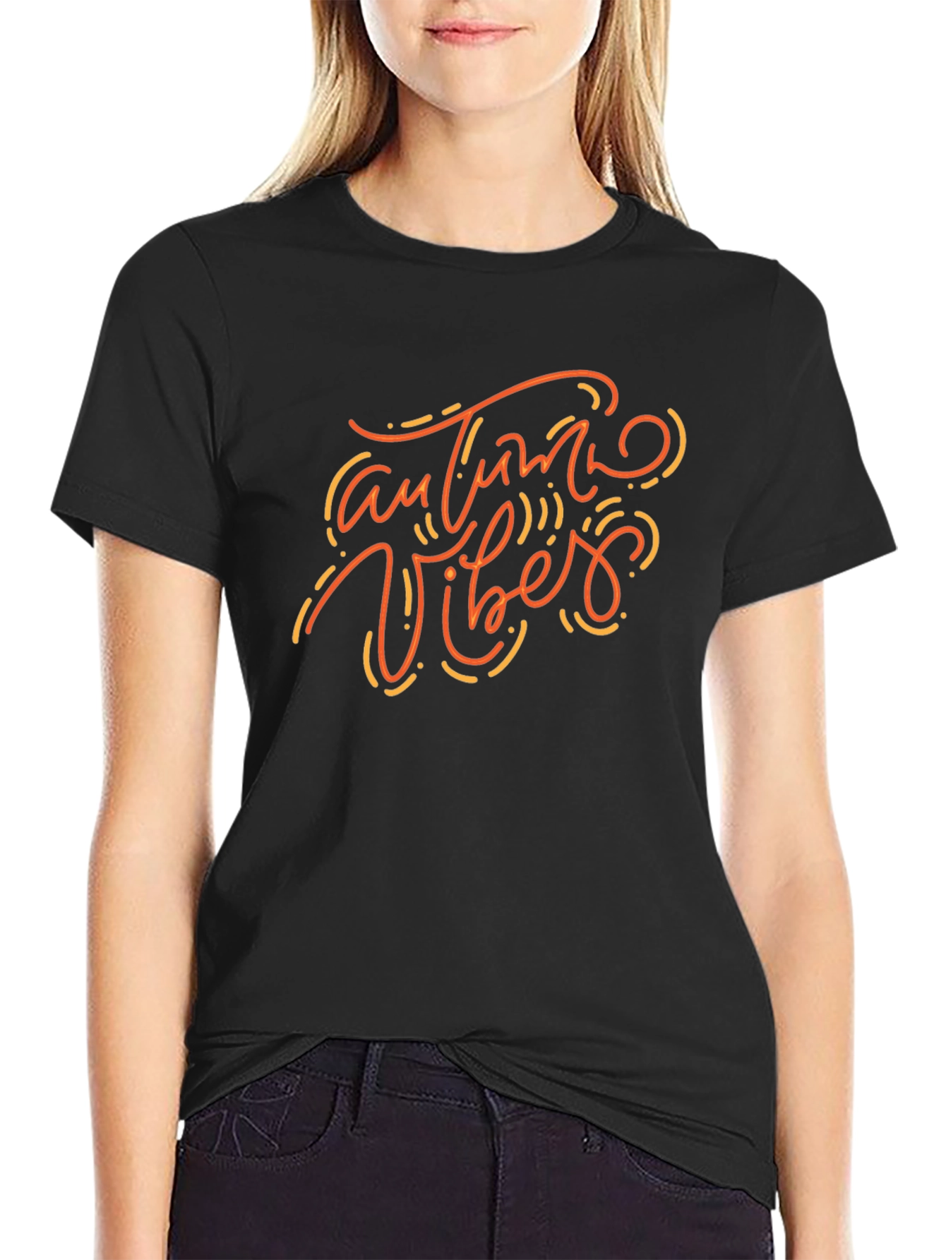 Black Autumn Vibes Graphic Tee - Stylish Fall Fashion view 2