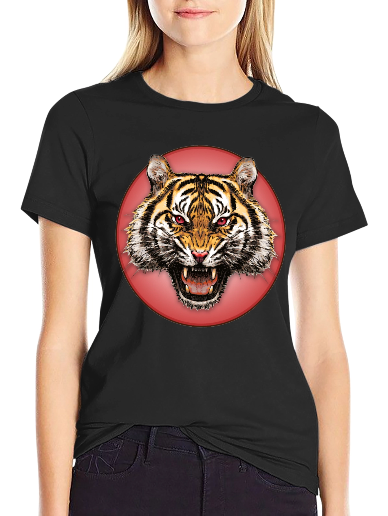 Black Tiger Graphic Tee - Bold Animal Print Shirt view 2