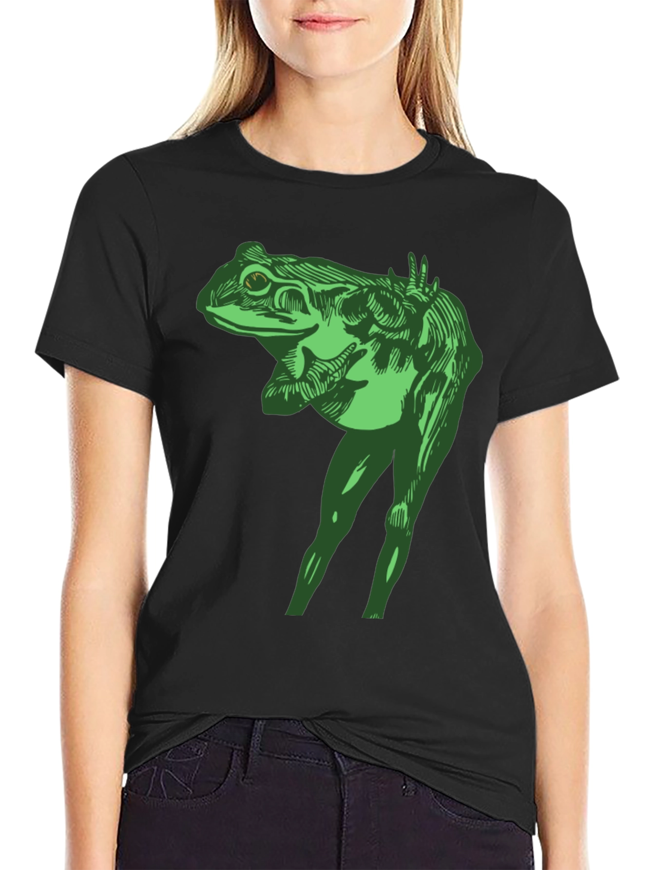 Black Frog With Legs Graphic T-Shirt view 2
