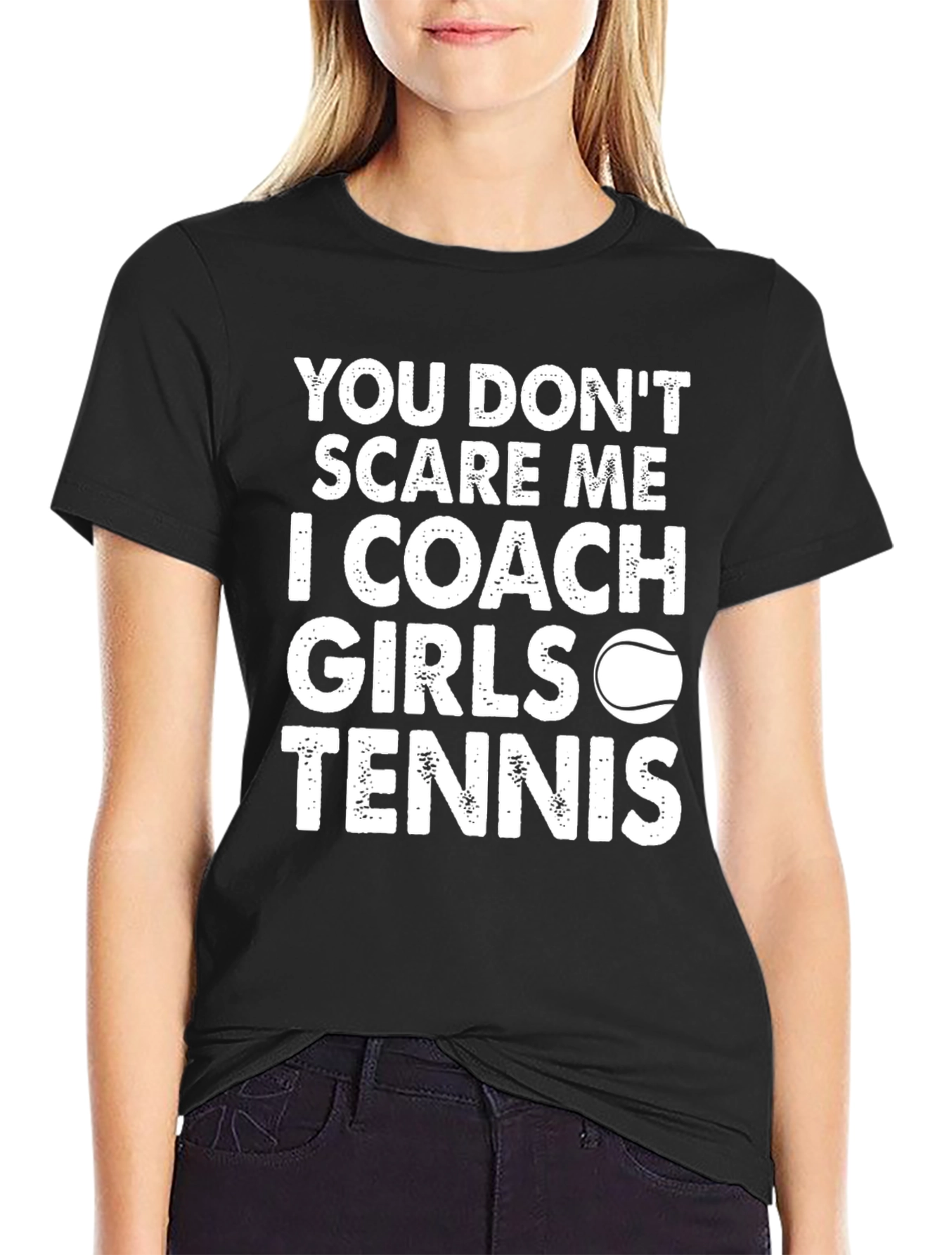 Black Coach Girls Tennis Graphic Tee - You Don't Scare Me! view 2