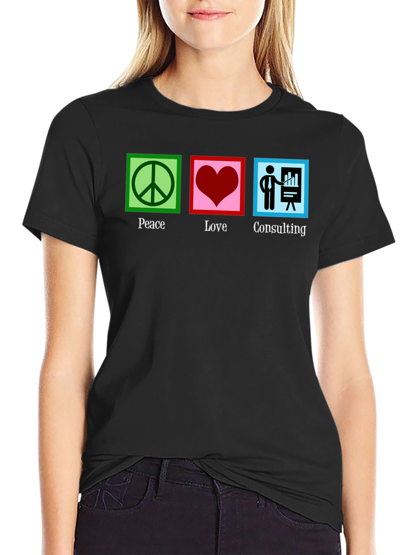Black Peace Love Consulting Graphic T-Shirt view 2