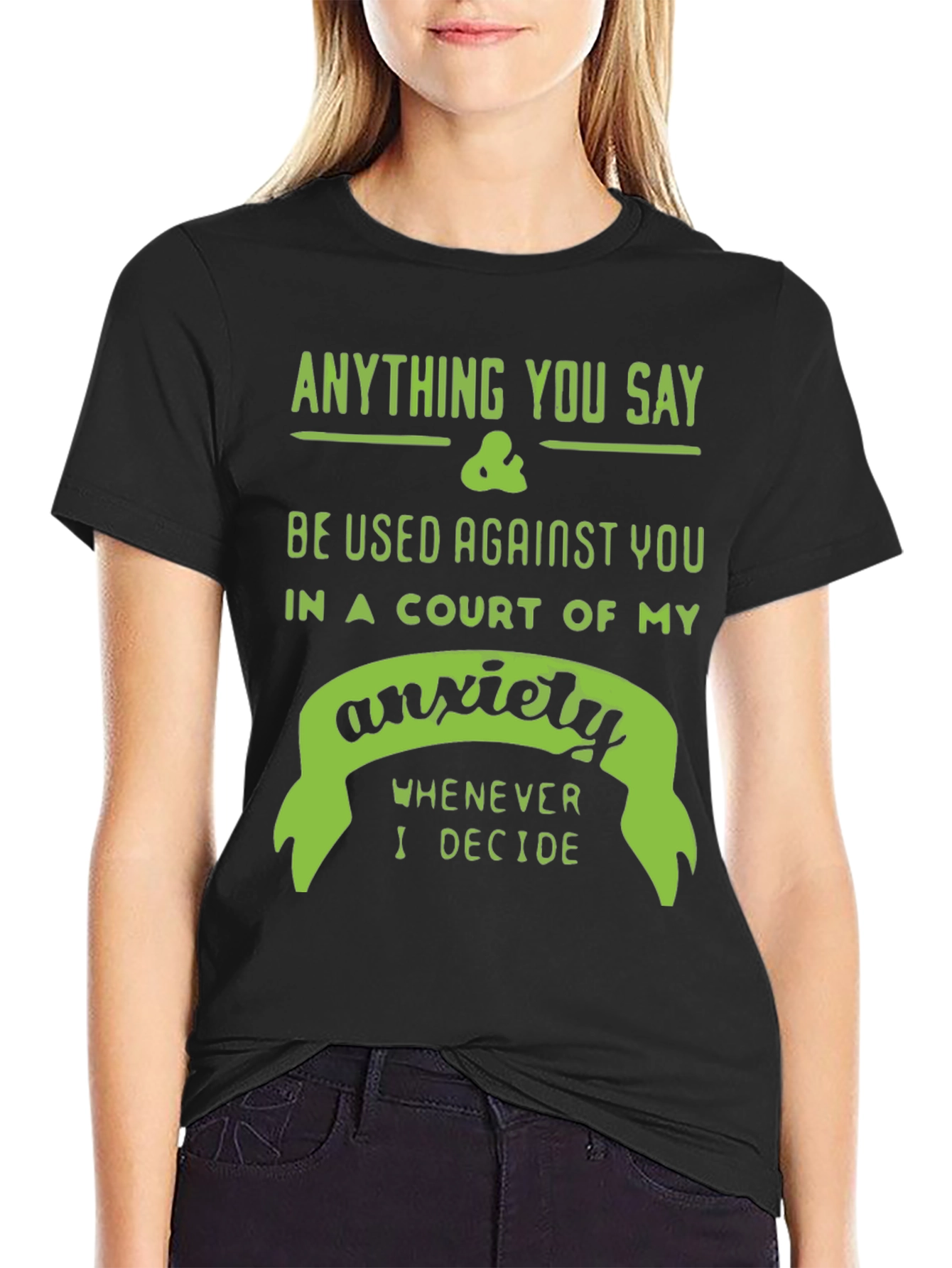 Black Anxiety Court T-Shirt - Funny Sarcastic Tee view 2