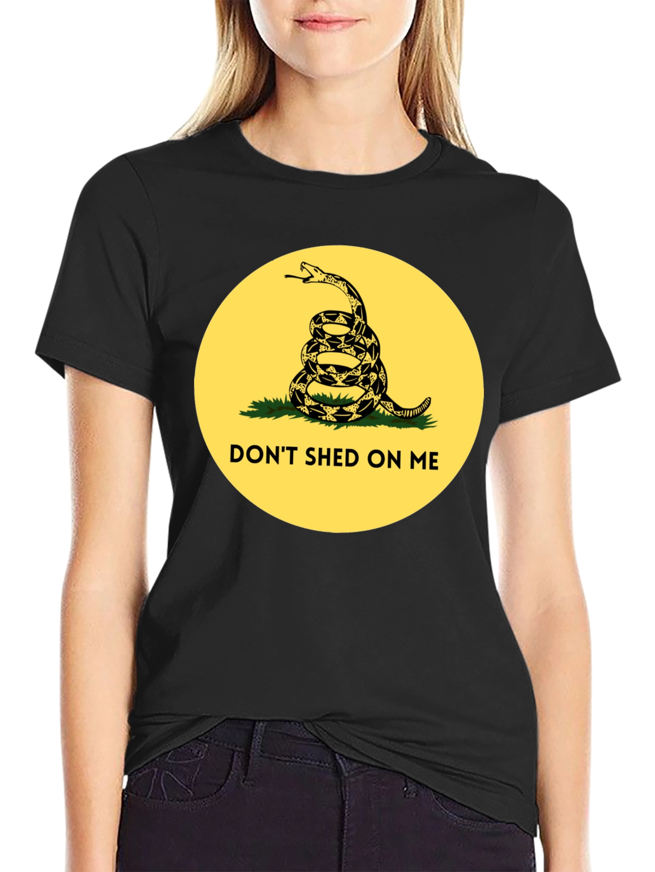 Black Don't Shed on Me T-Shirt - Patriotic Snake Graphic Tee view 2