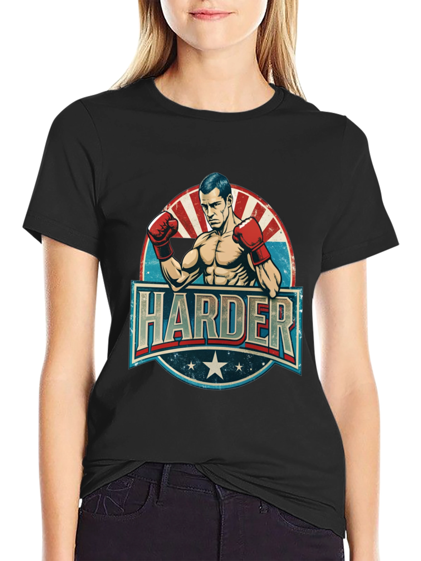 Black Harder Boxer Graphic T-Shirt view 2