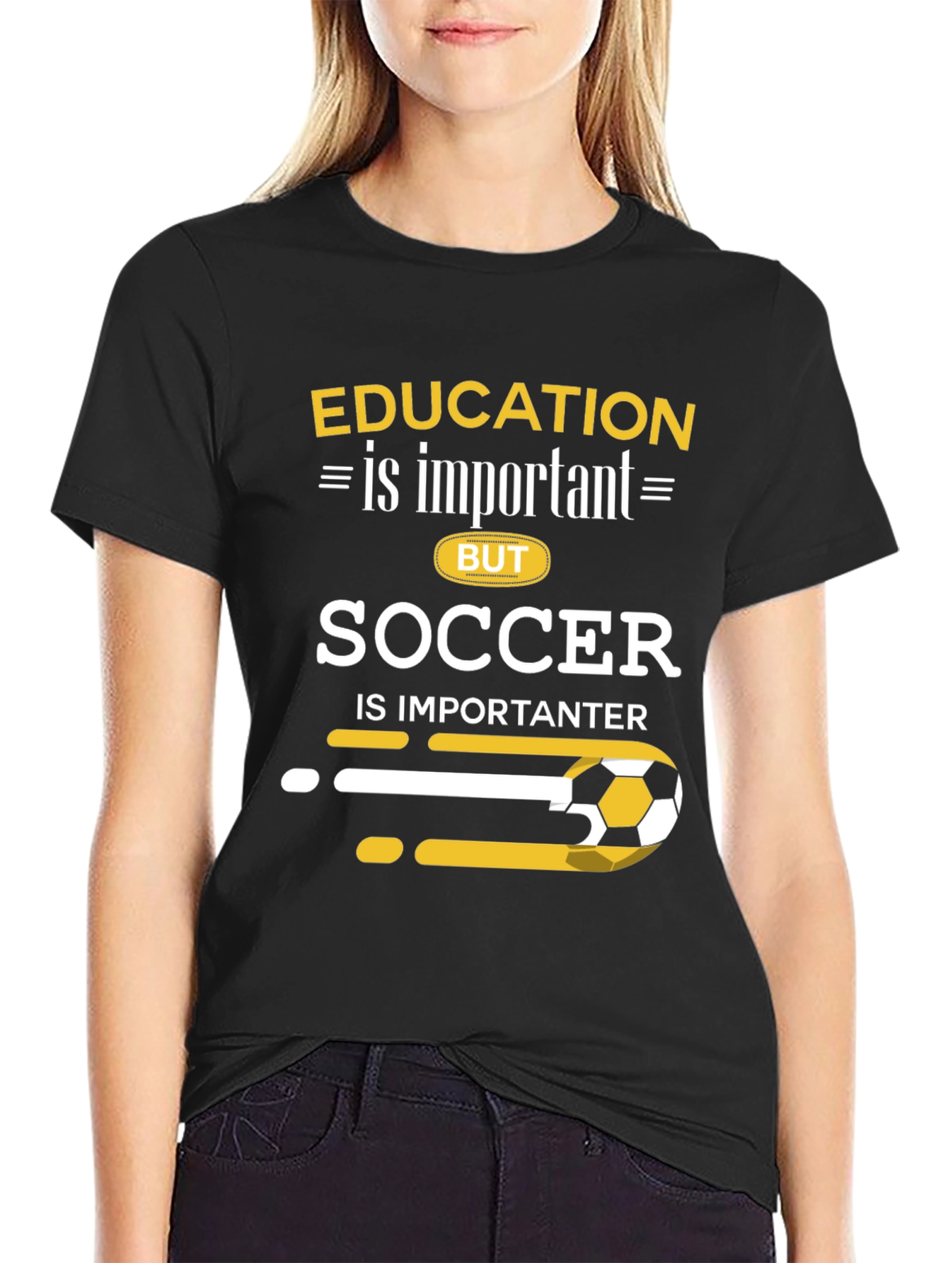 Black Education vs. Soccer T-Shirt view 2