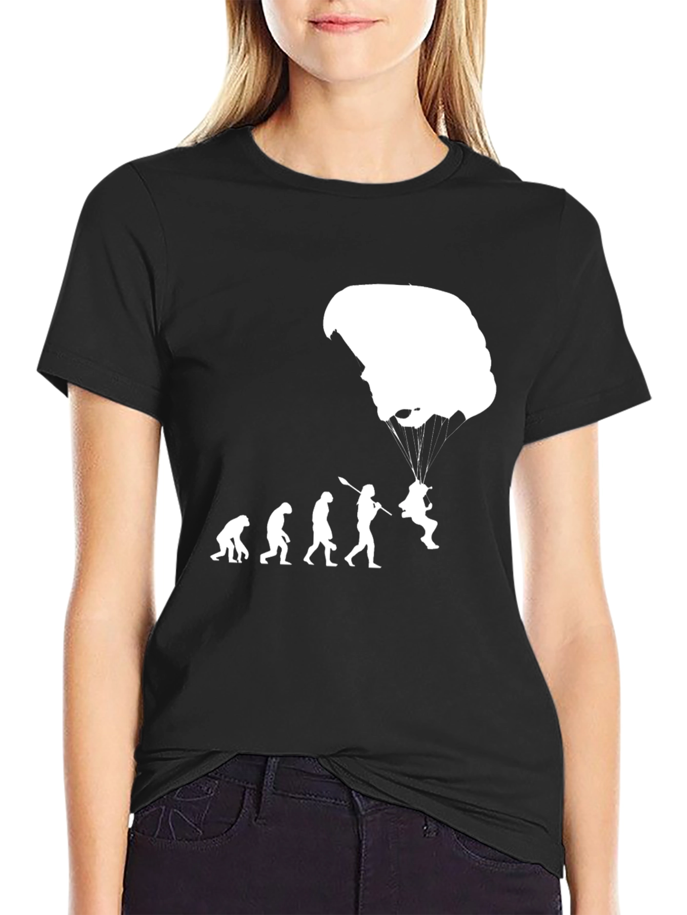 Black Evolution of Parachuting T-Shirt view 2