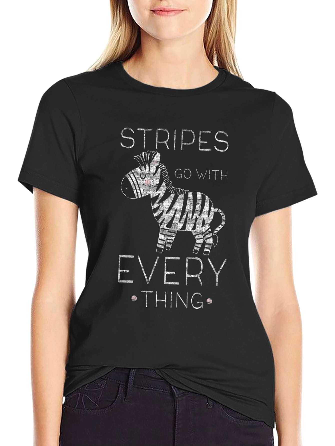 Black Stripes Go With Everything Zebra Graphic T-Shirt view 2
