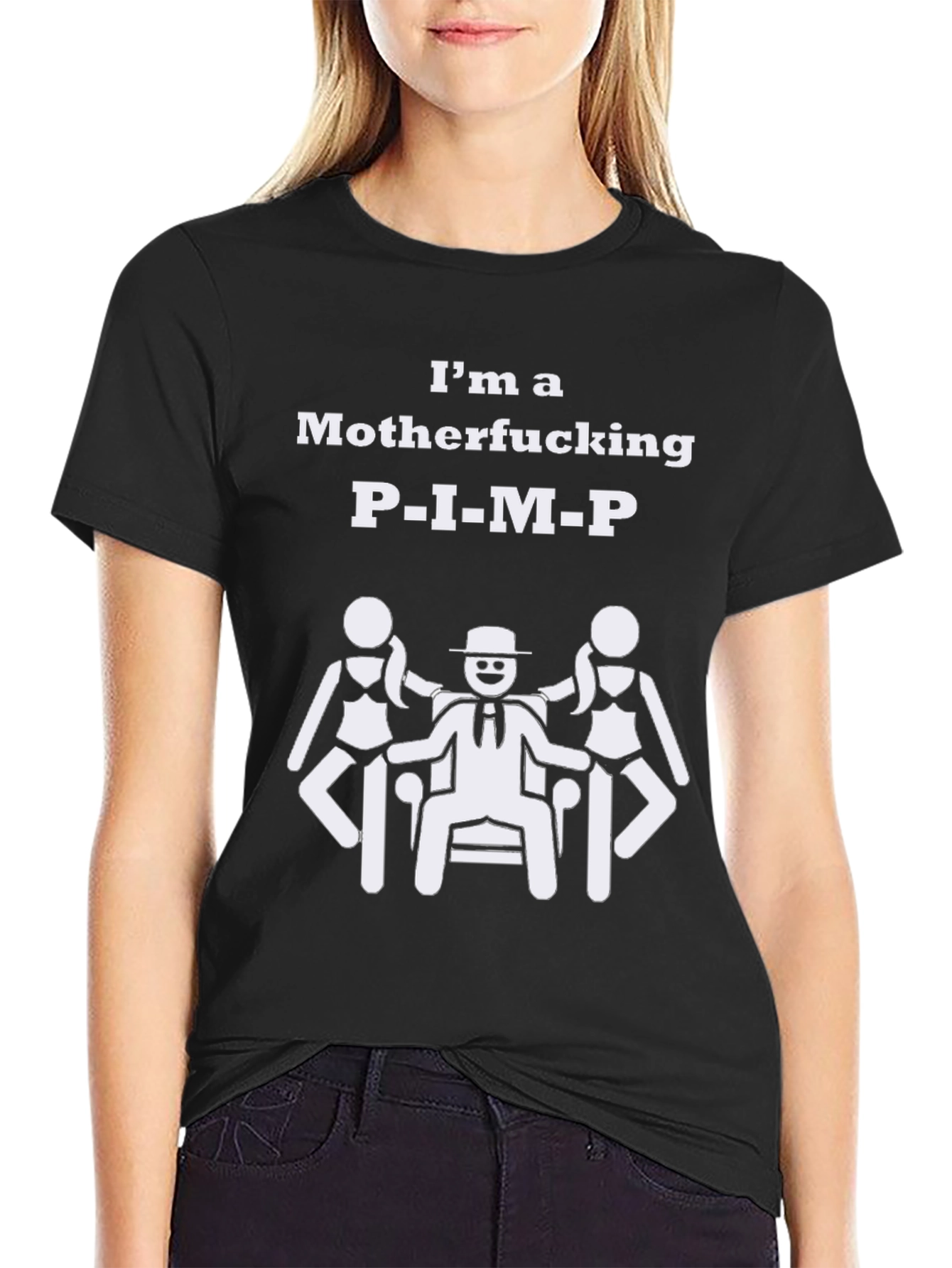 Black I'm a Motherf***ing P.I.M.P. T-Shirt view 2