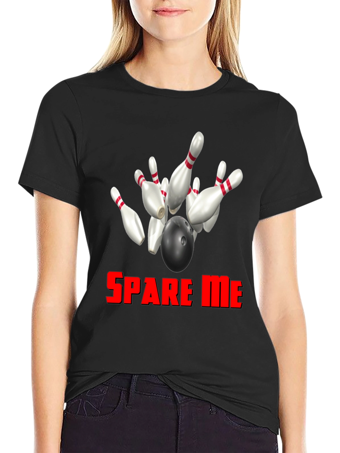 Black Spare Me Bowling T-Shirt view 2