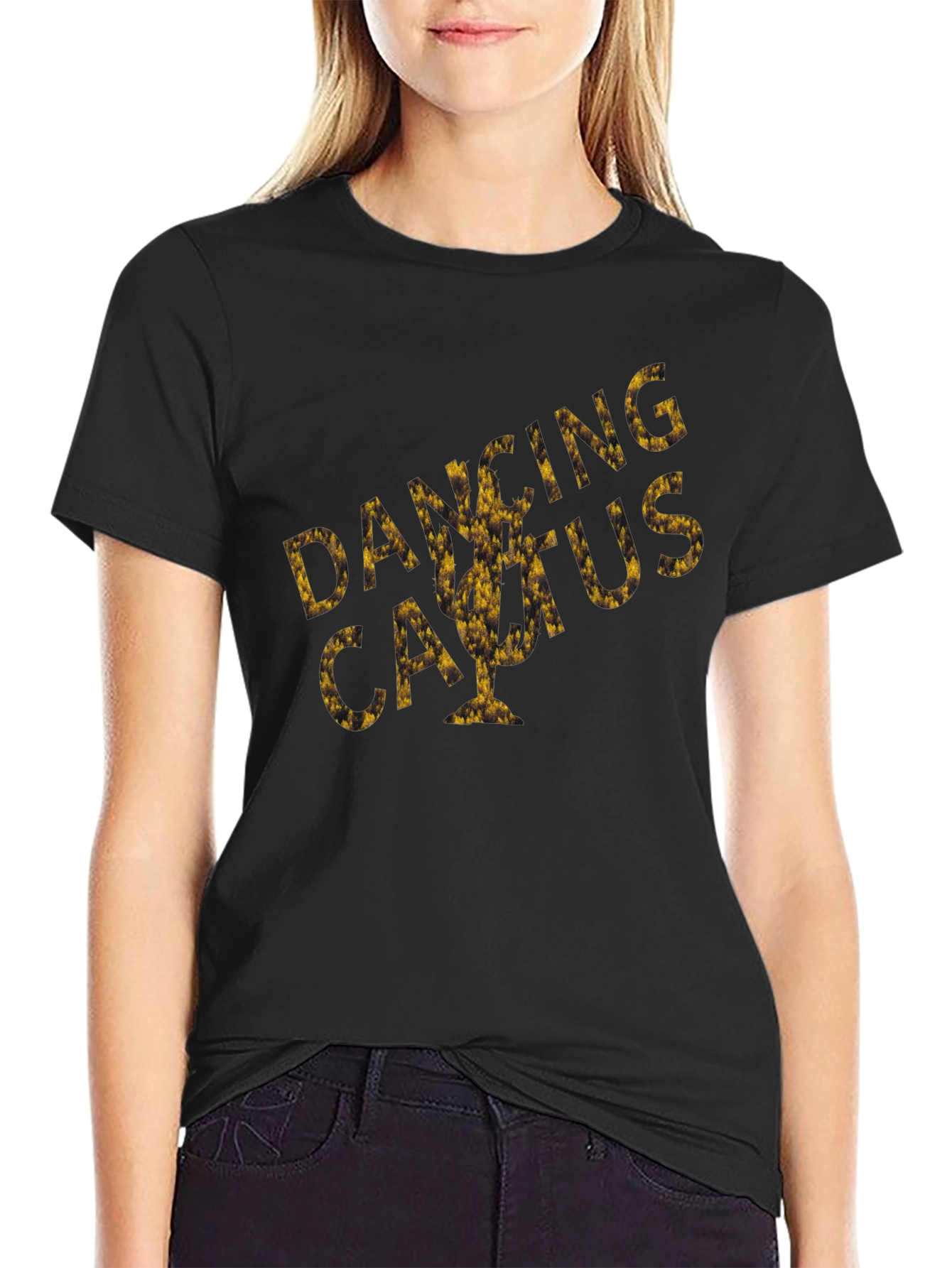 Black Dancing Cactus Graphic Tee - Unique Design view 2