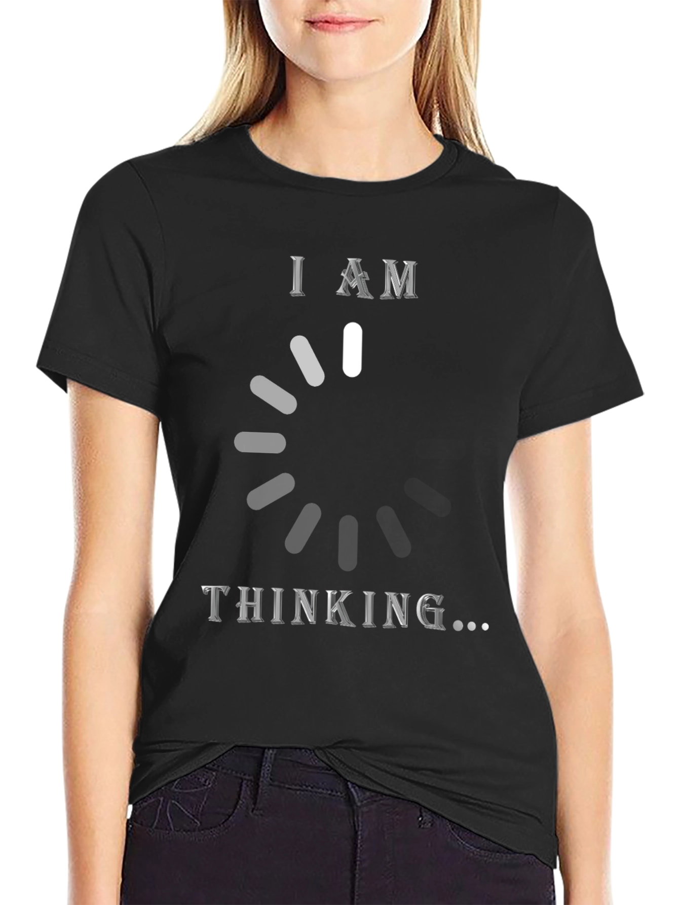 Black I Am Thinking T-Shirt - Funny Loading Brain Tee view 2