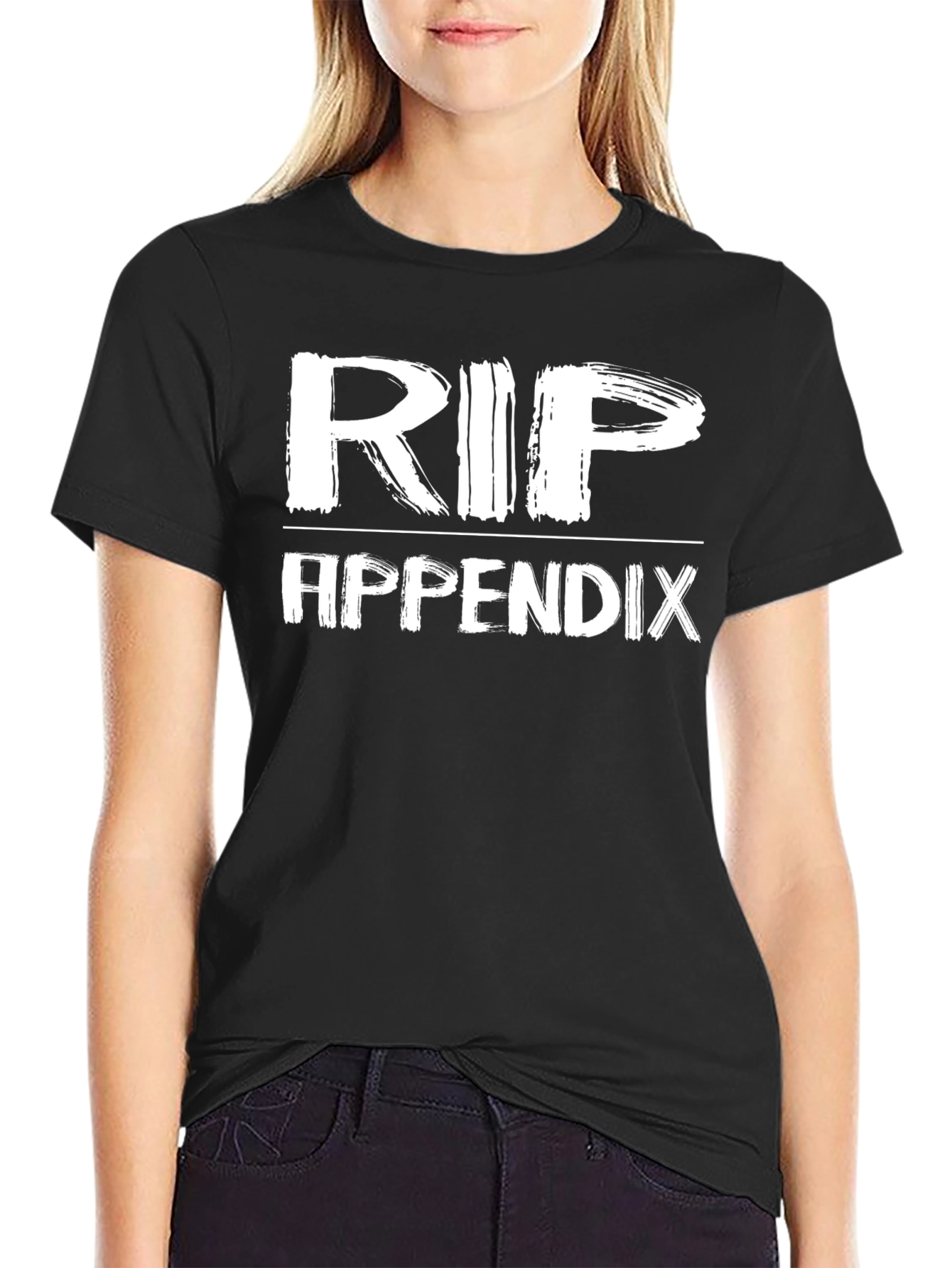 Black RIP Appendix T-Shirt - Humor Surgery Recovery Tee view 2