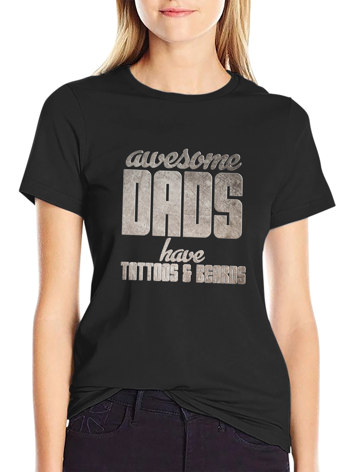 Black Awesome Dads Tattoo & Beard T-Shirt view 2