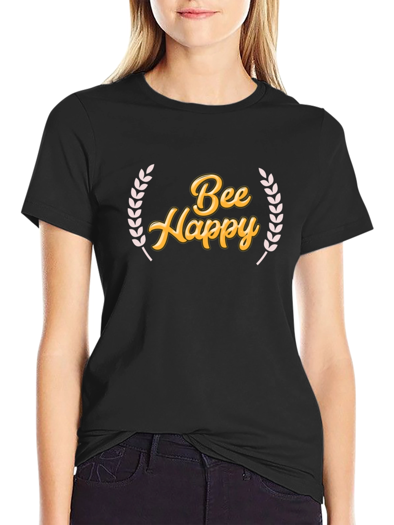 Black Bee Happy Graphic T-Shirt - Black view 2