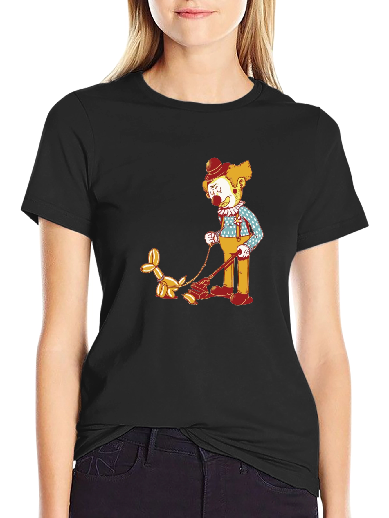 Black Clown Walking Balloon Dog T-Shirt view 2