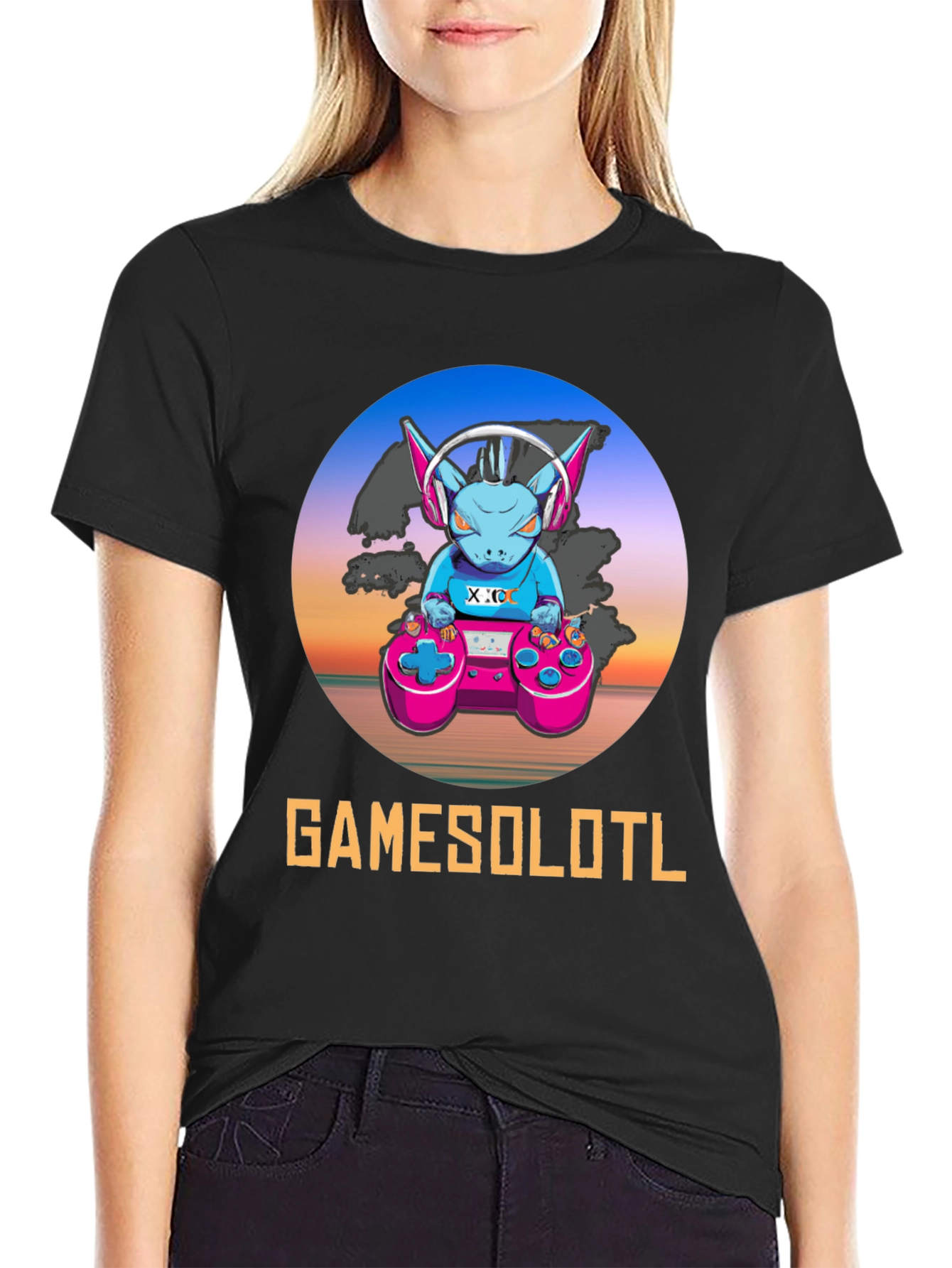 Black GAMESOLOTL Black Gaming T-Shirt  view 2