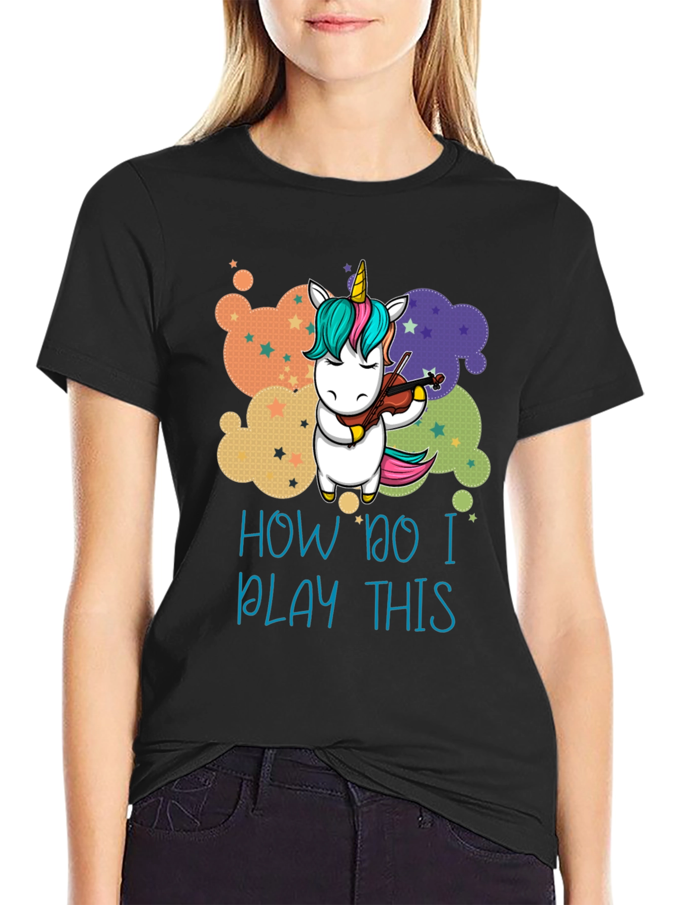 Black Unicorn Violinist Tee - How Do I Play This? view 2