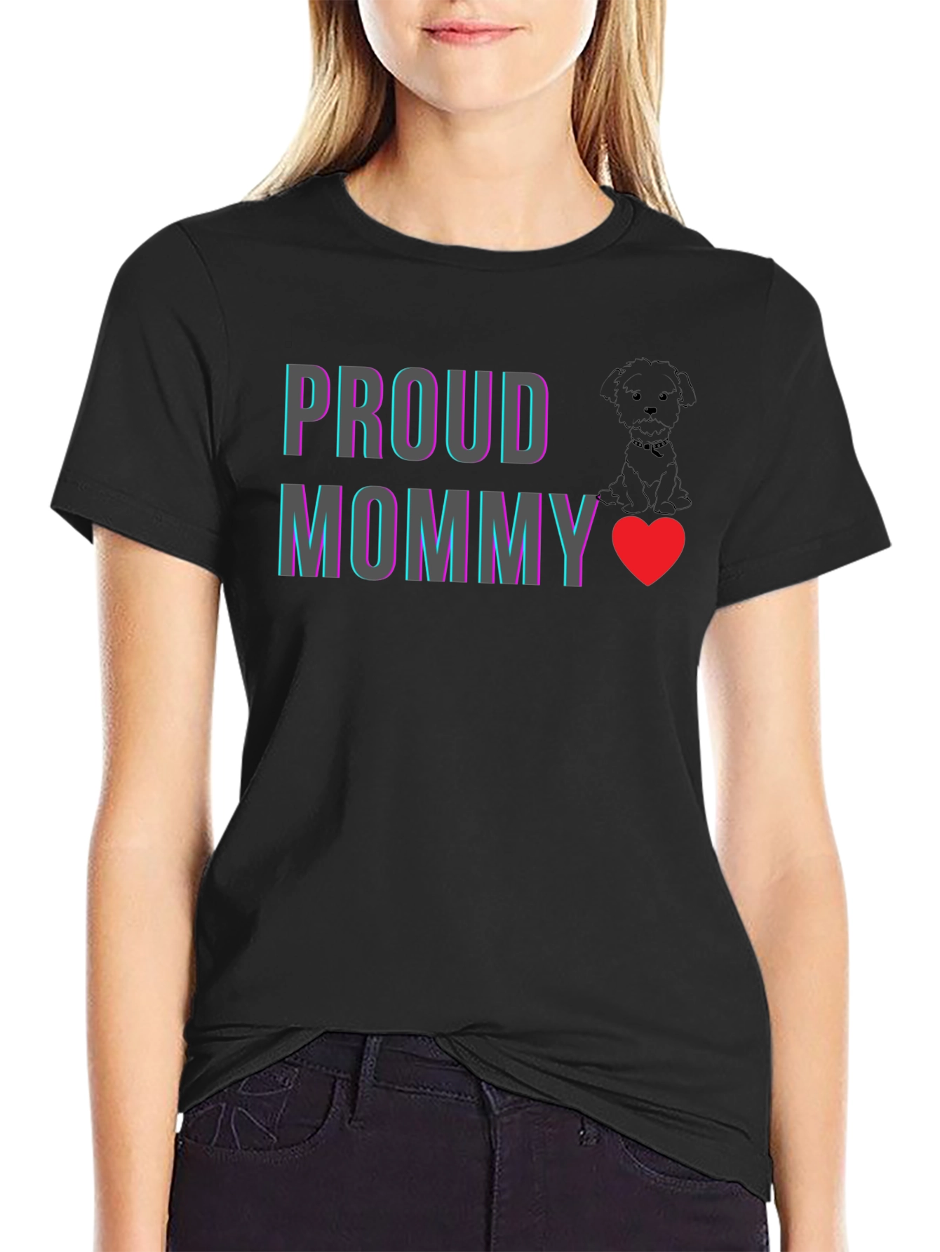 Black Proud Dog Mommy Graphic Tee view 2