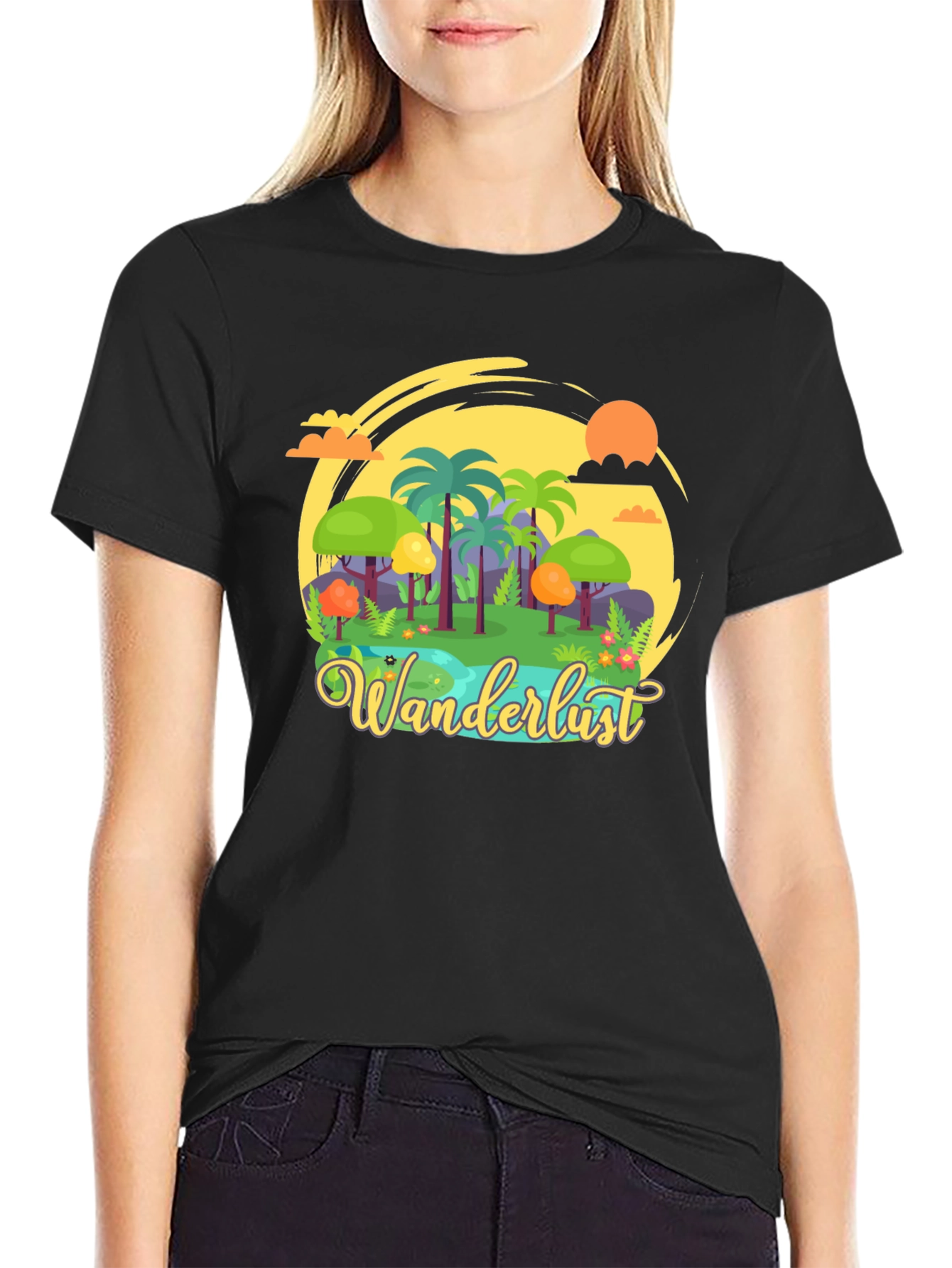 Black Wanderlust Graphic T-Shirt - Adventure Awaits! view 2