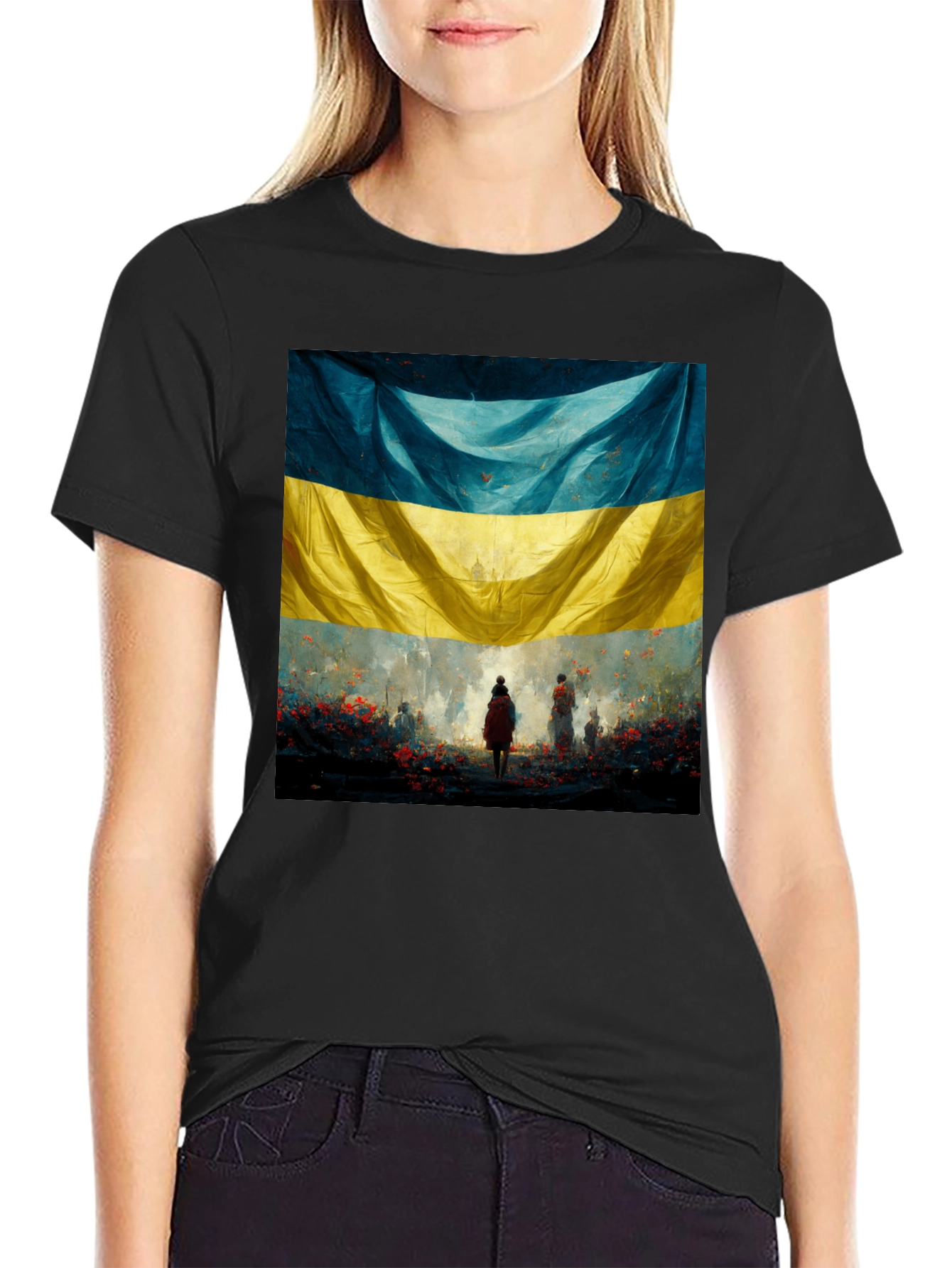 Black Ukraine Flag Art Graphic T-Shirt view 2