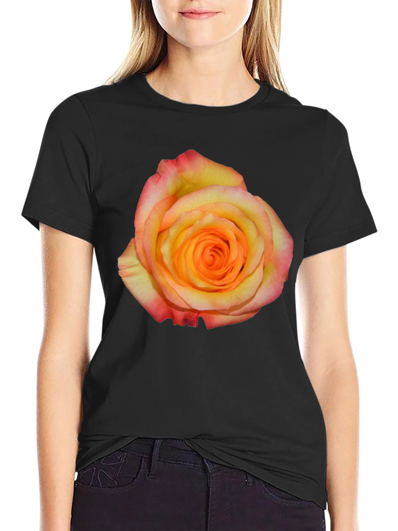 Black Rose Graphic Black T-Shirt view 2