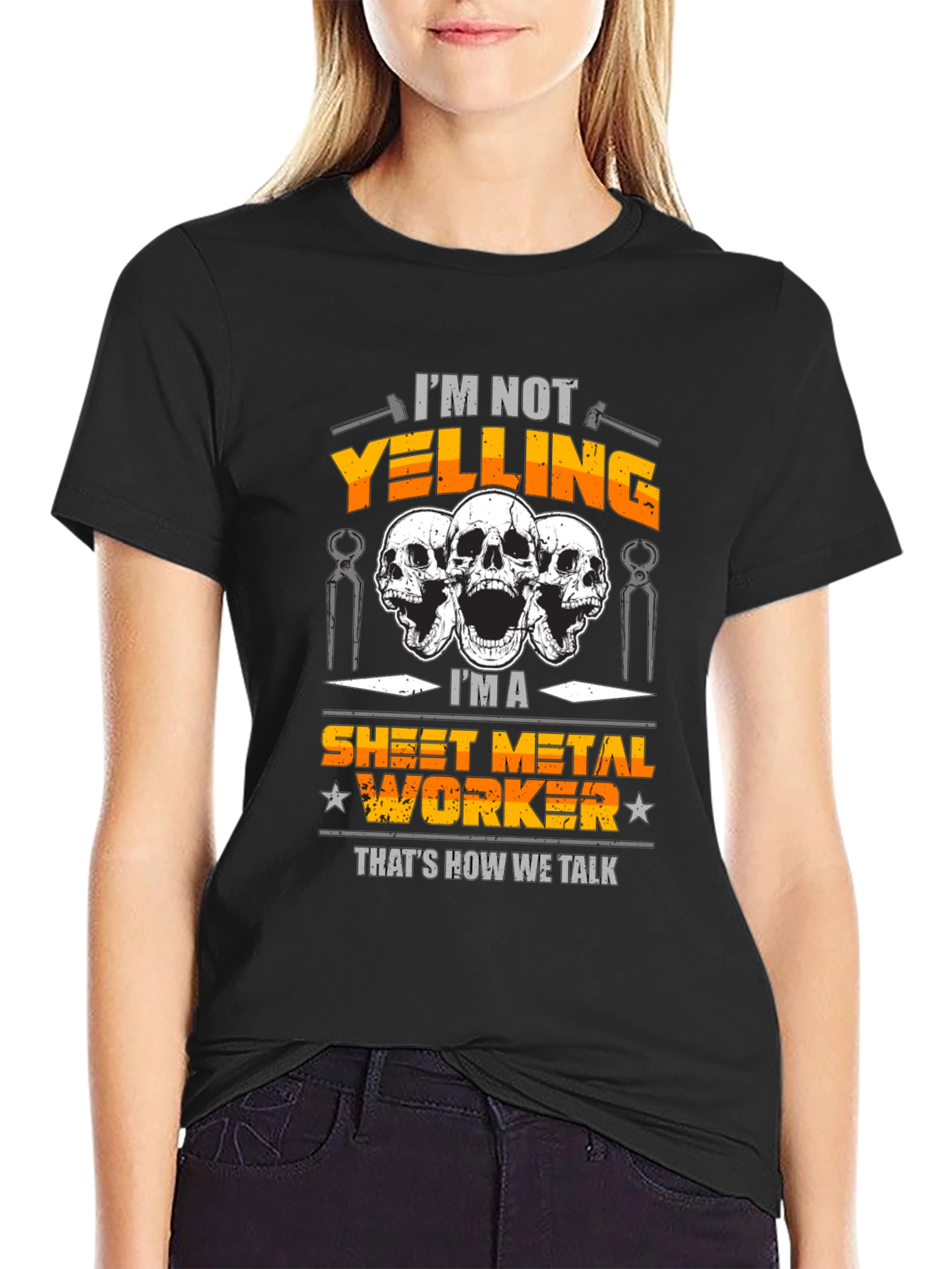 Black Sheet Metal Worker T-Shirt view 2