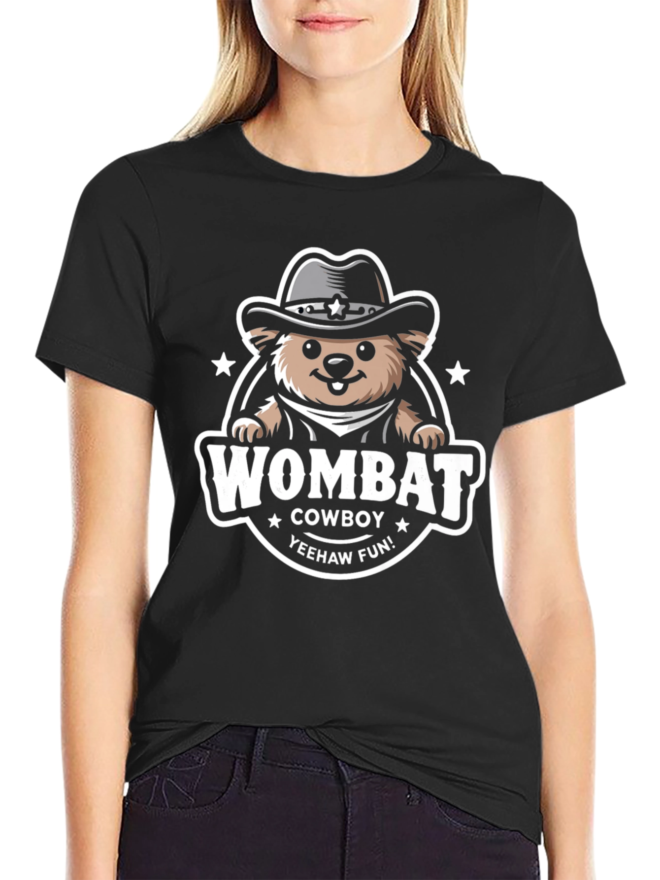Black Wombat Cowboy T-Shirt - Yeehaw Fun! view 2