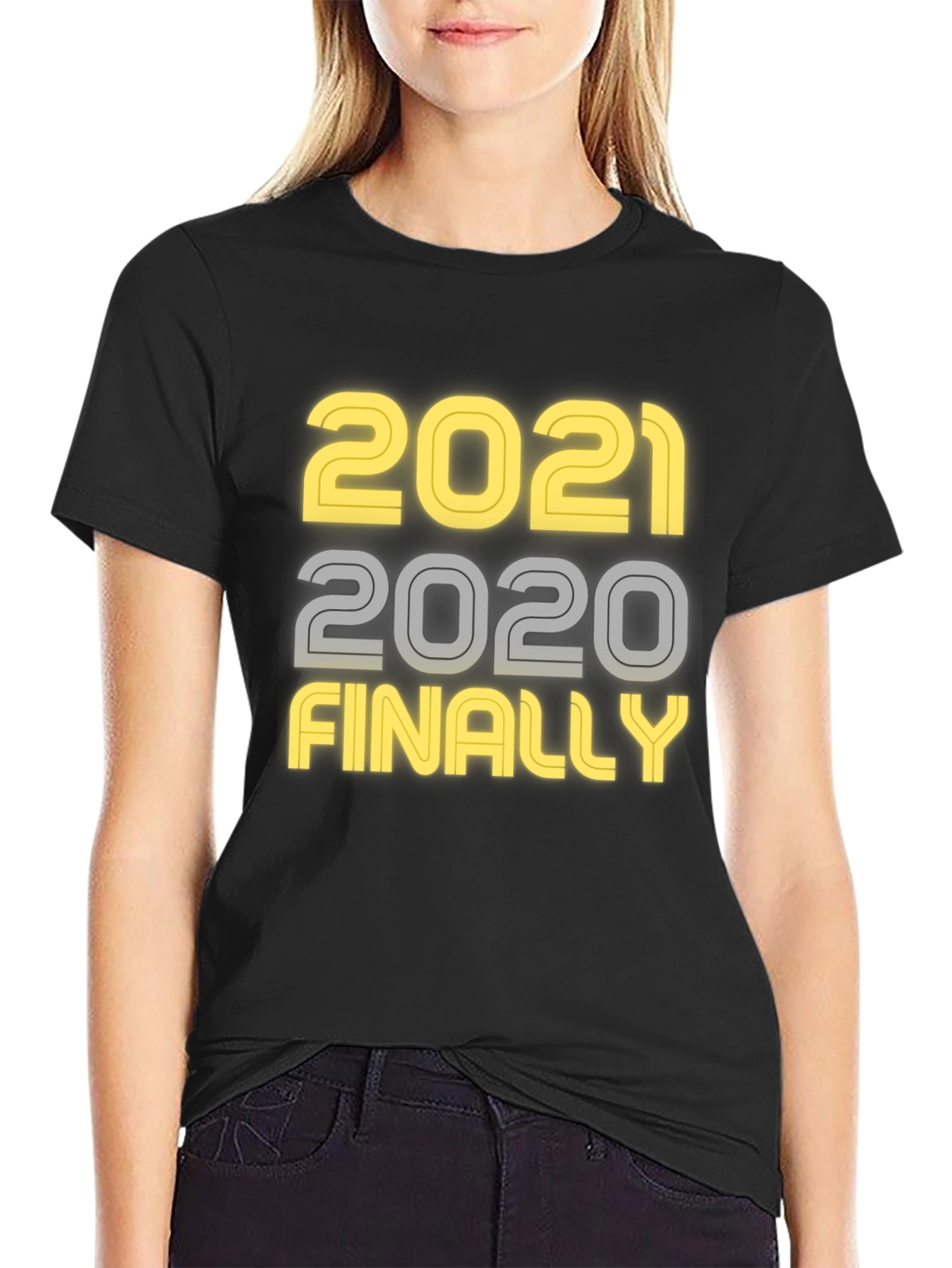 Black 2021 Finally T-Shirt - Funny New Year's Tee view 2