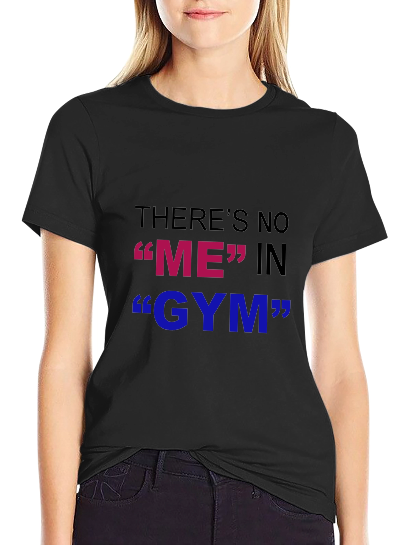 Black Funny Gym T-Shirt - "There's No ME in GYM" view 2