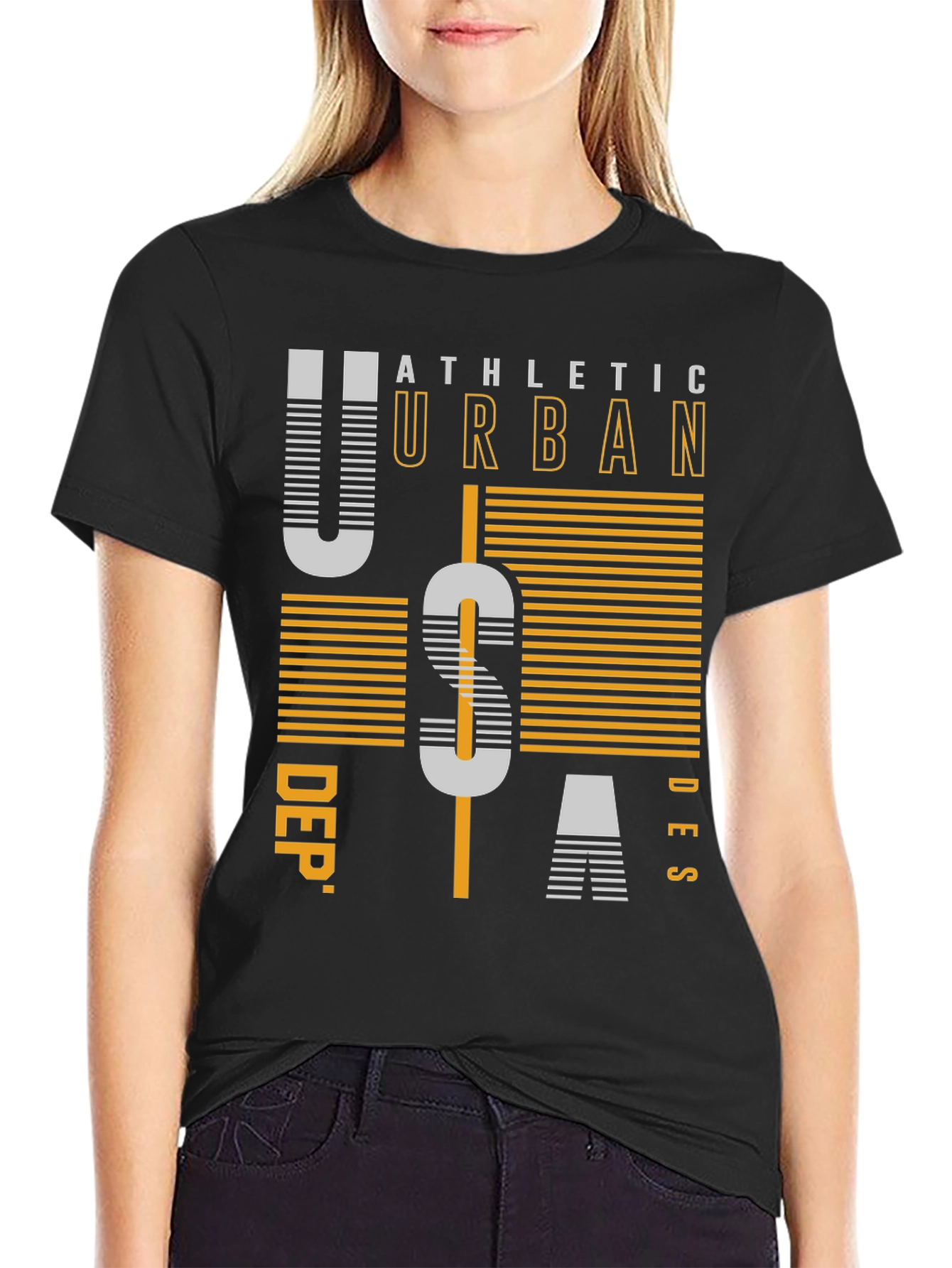 Black Athletic Urban USA Dept. T-Shirt view 2