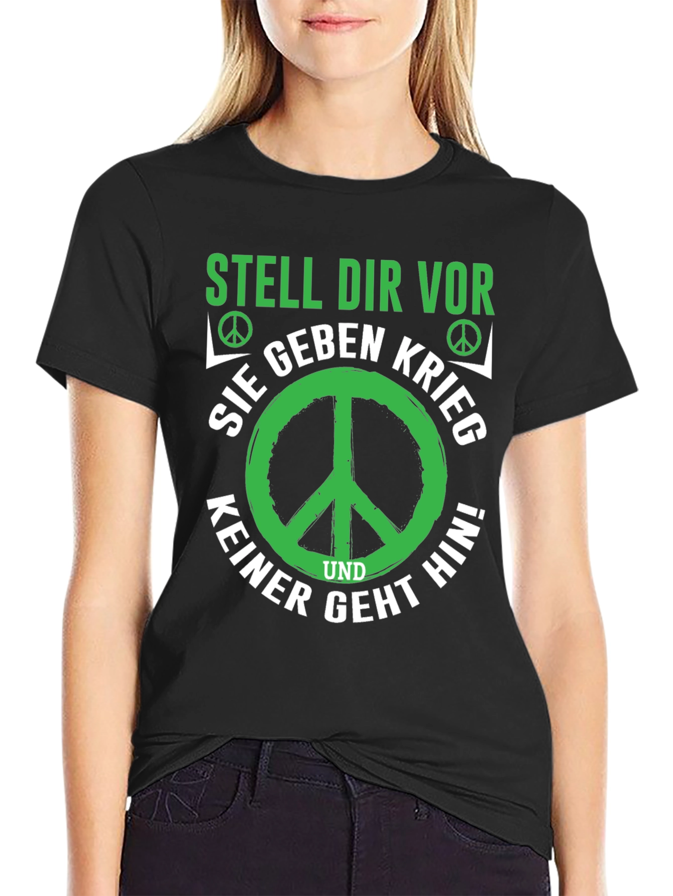Black Peace T-Shirt - Stell Dir Vor - War Protest view 2
