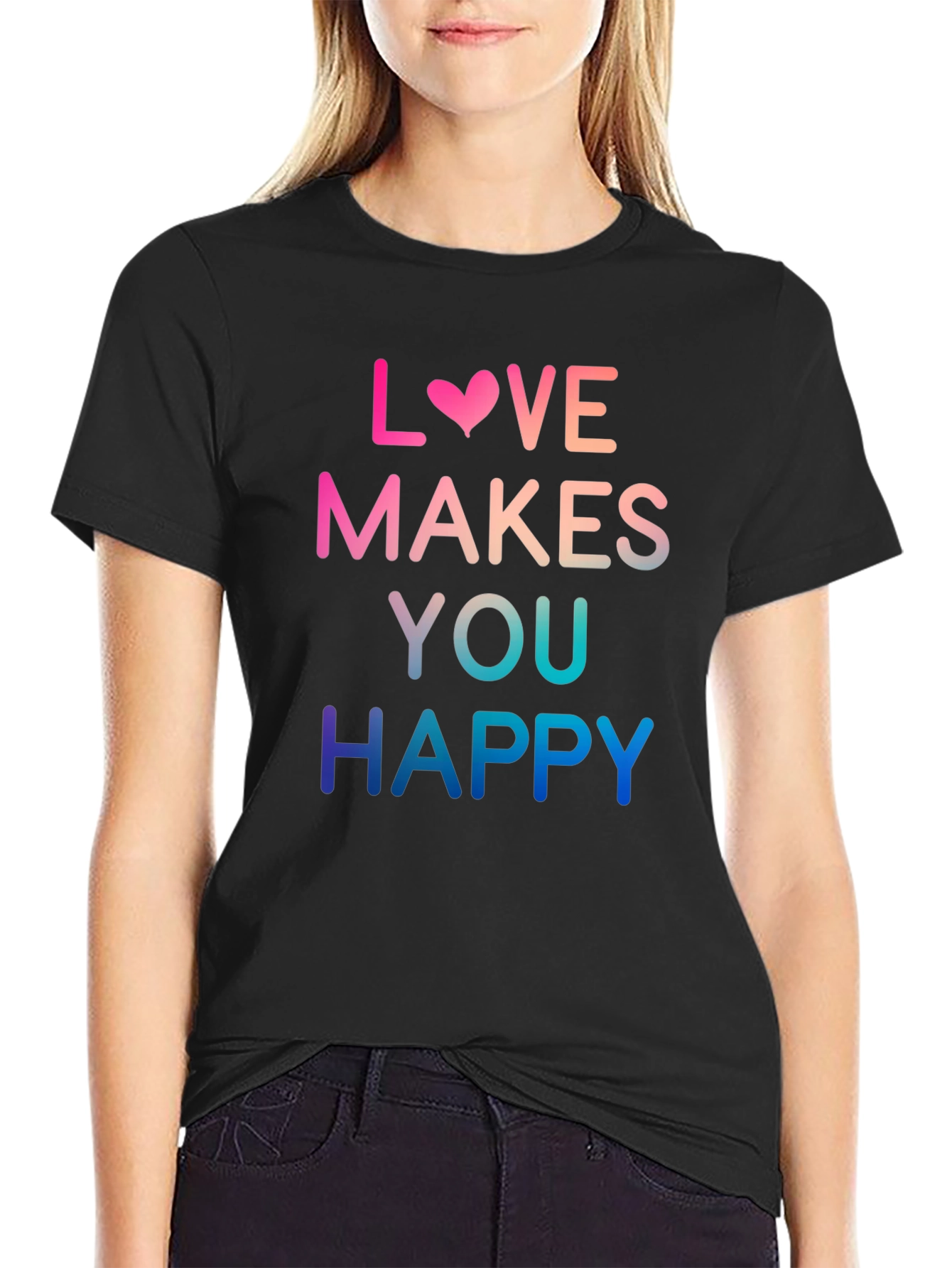Black Love Makes You Happy Gradient Tee view 2