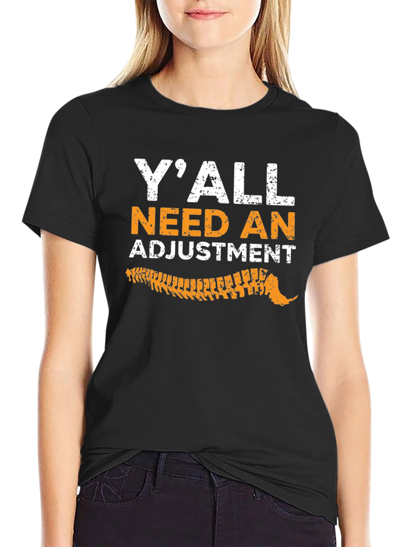 Black Chiropractor Adjustment T-Shirt - Novelty Spine Tee view 2