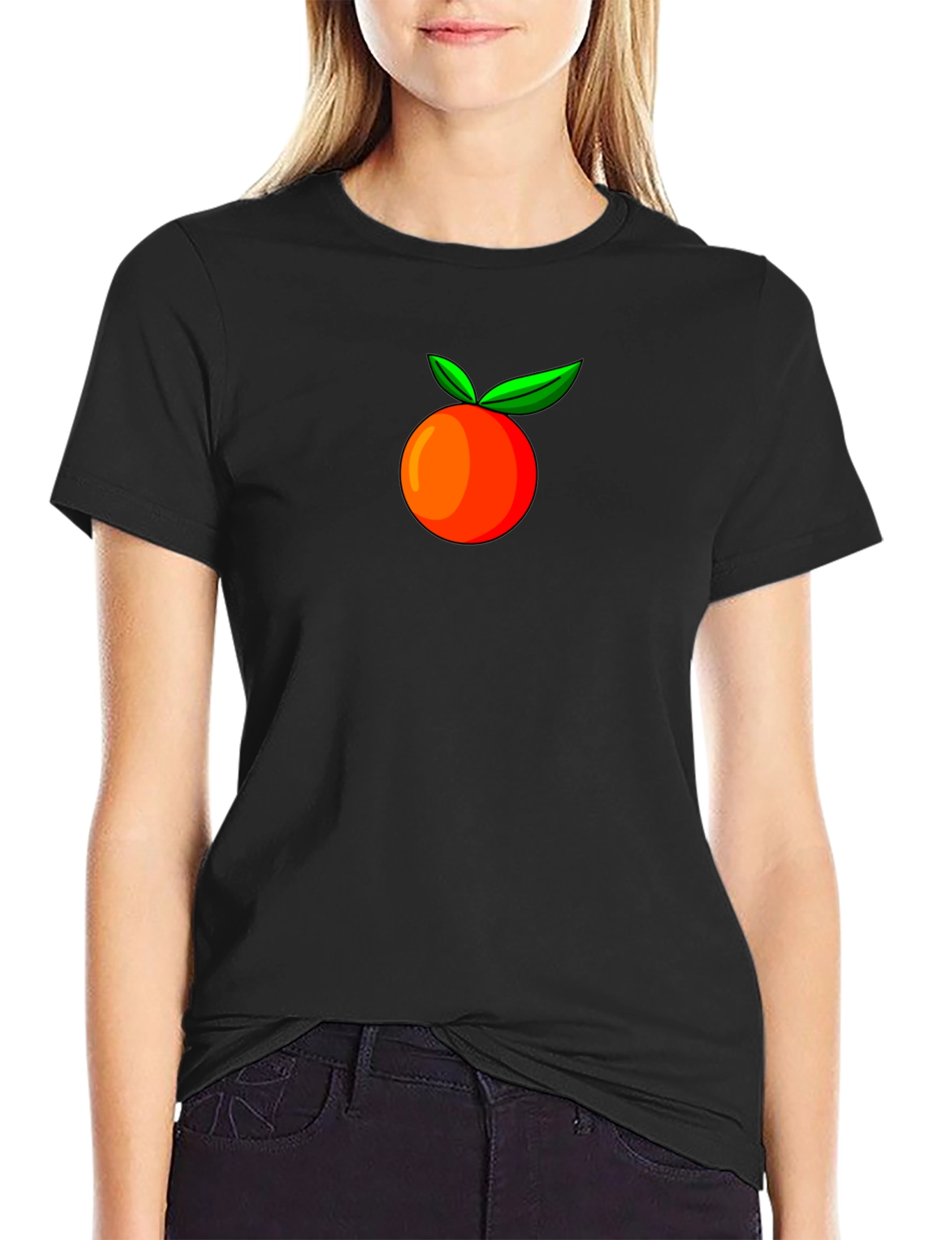 Black Orange Fruit Graphic Tee - Stylish Casual Wear view 2